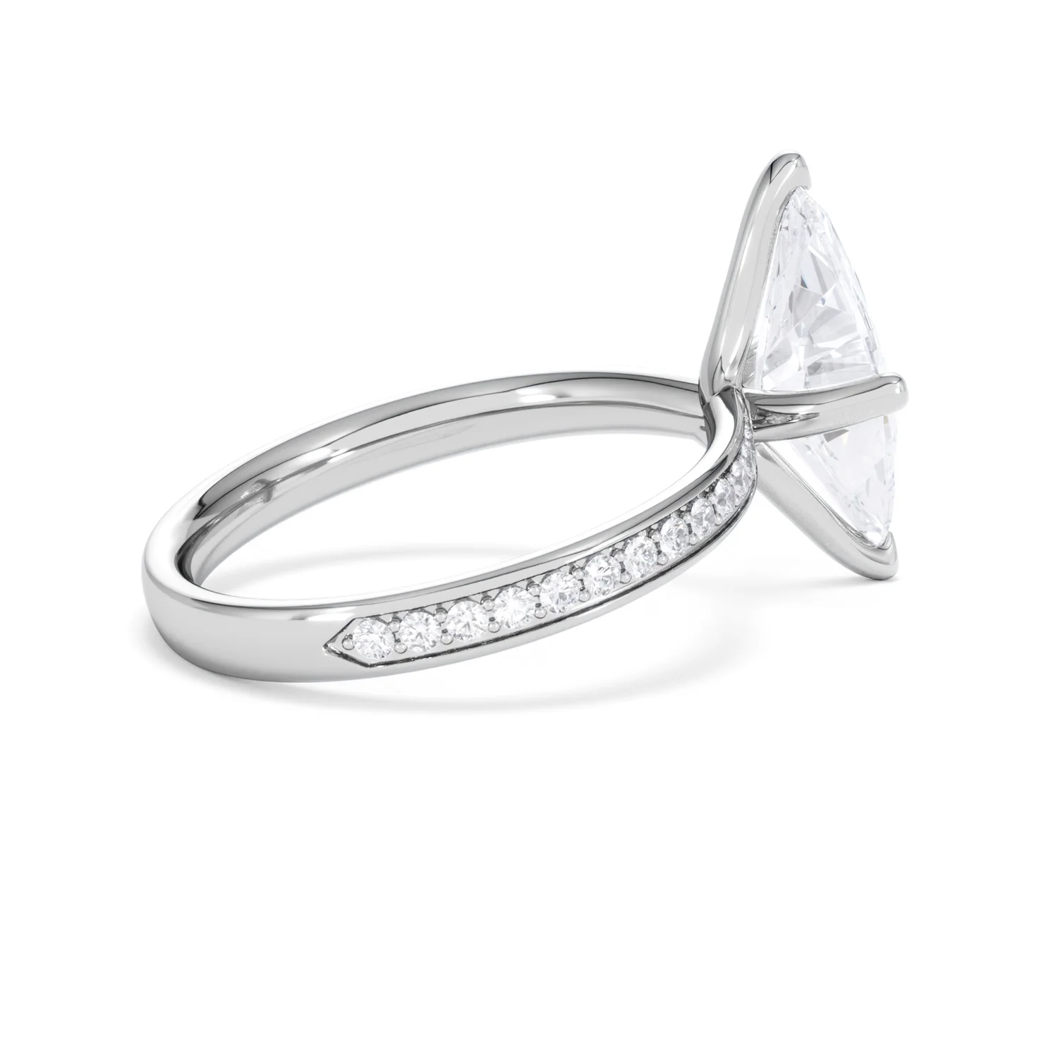 Origin Twist 2.00ct Marquise Cut Lab Diamond Solitaire Engagement Ring with Side Stones in 18K White Gold - Image 34