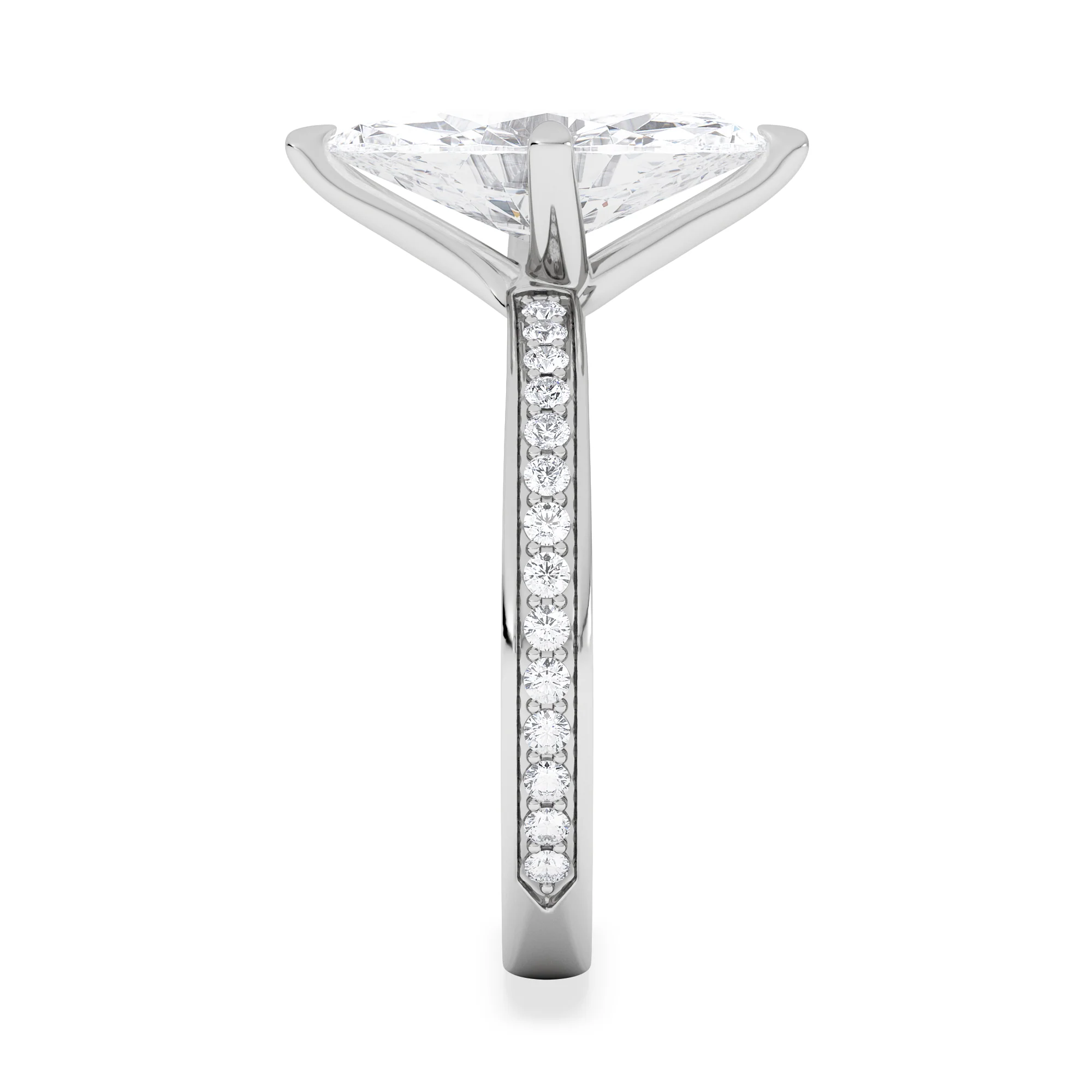 Origin Twist 2.00ct Marquise Cut Lab Diamond Solitaire Engagement Ring with Side Stones in 18K White Gold - Image 5