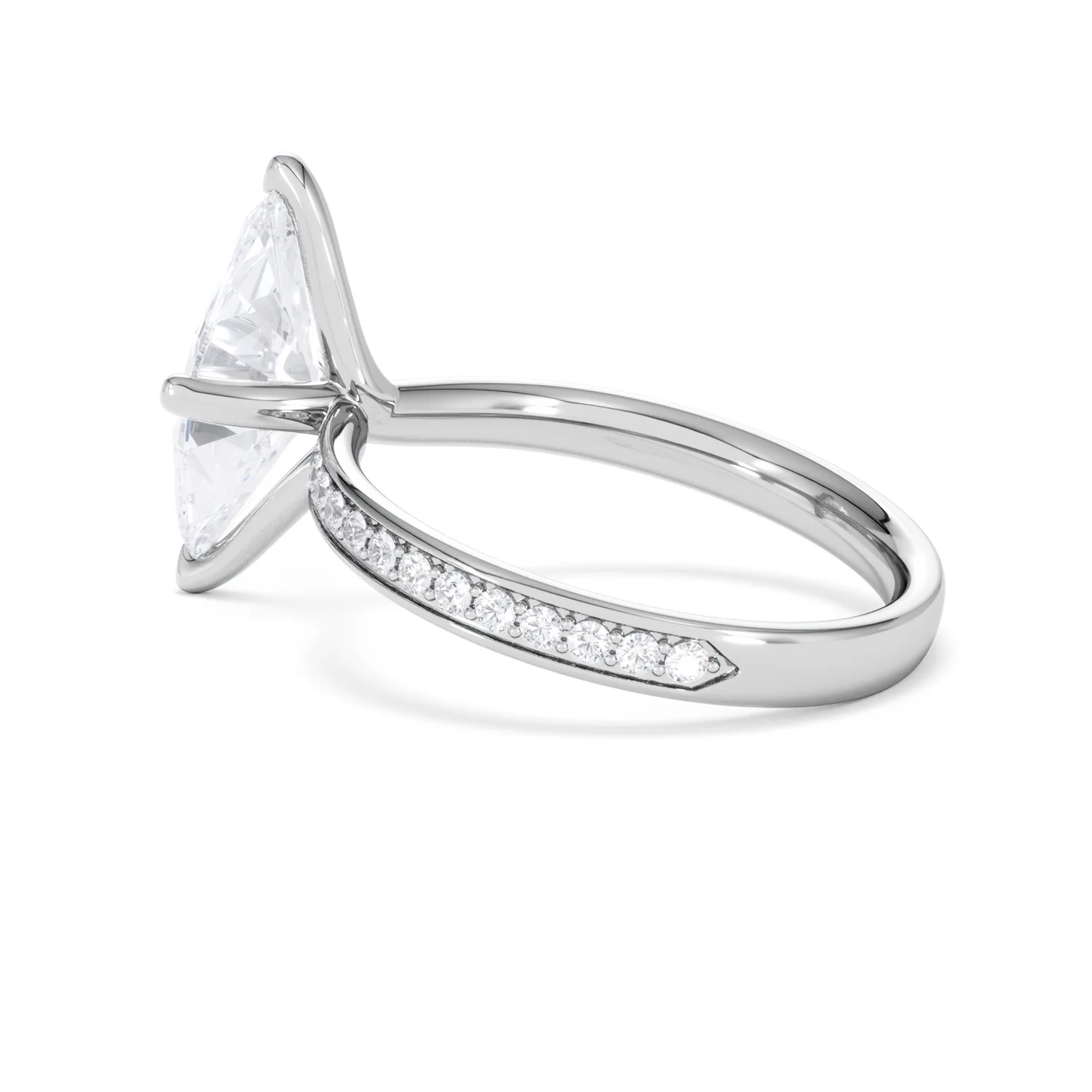 Origin Twist 2.00ct Marquise Cut Lab Diamond Solitaire Engagement Ring with Side Stones in 18K White Gold - Image 63
