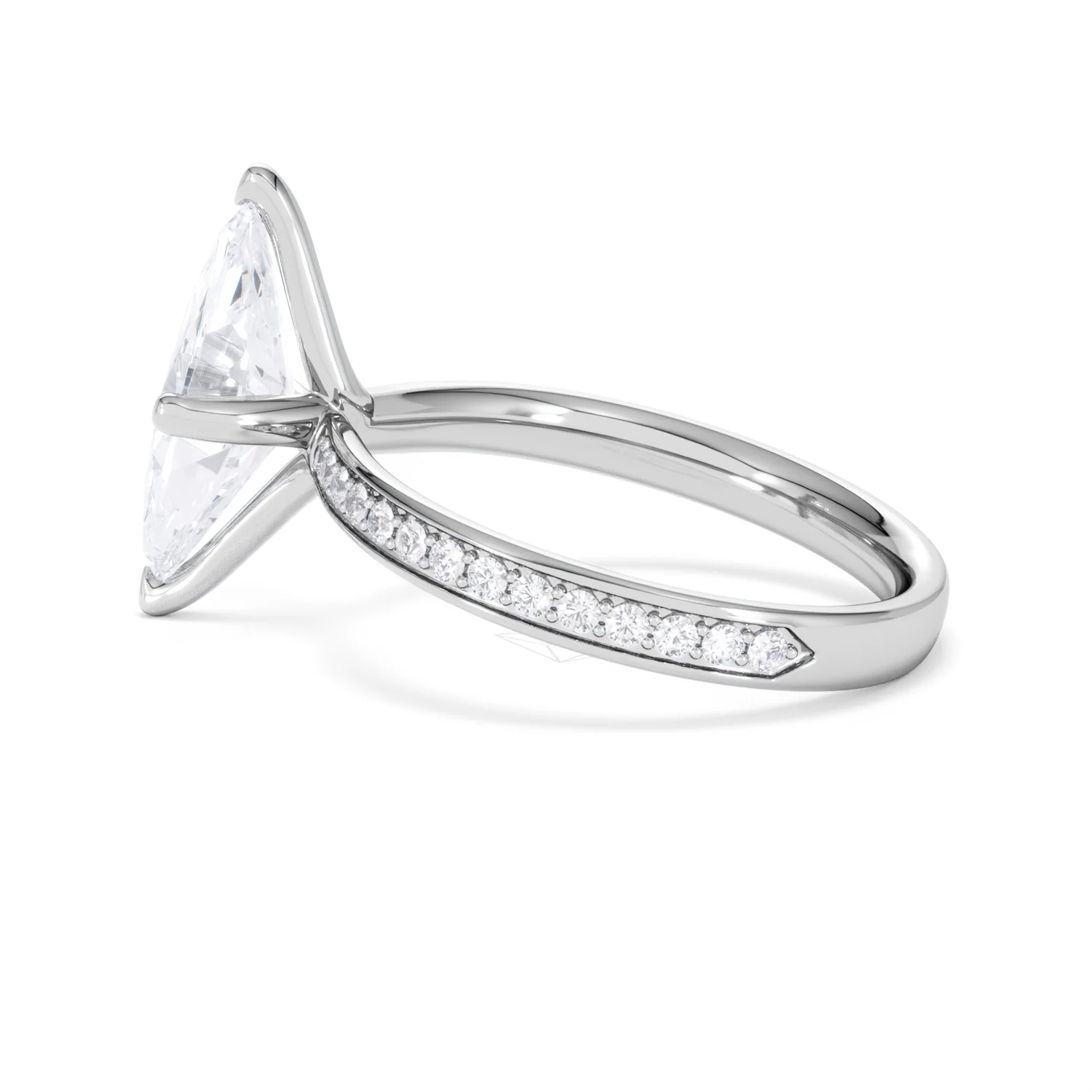 Origin Twist 2.00ct Marquise Cut Lab Diamond Solitaire Engagement Ring with Side Stones in 18K White Gold - Image 66