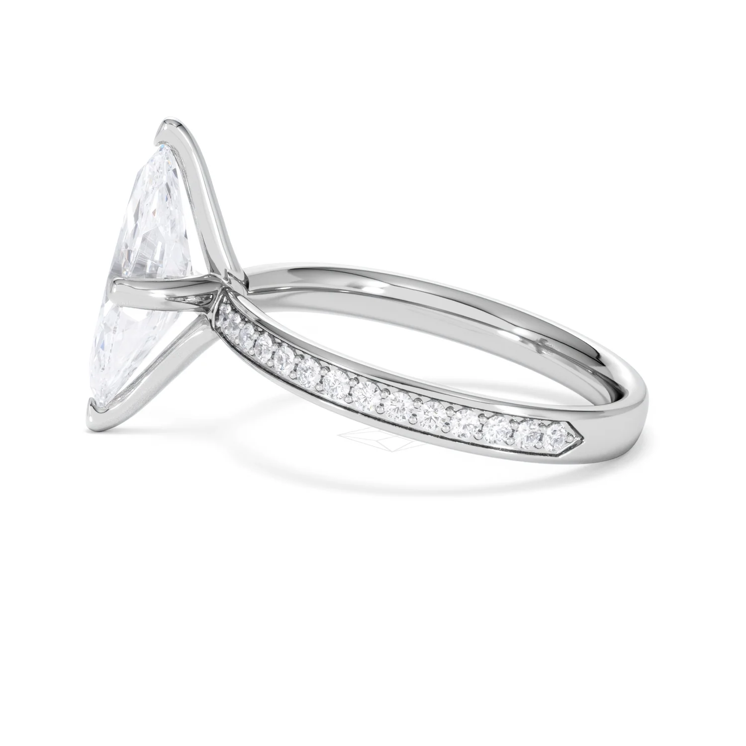 Origin Twist 2.00ct Marquise Cut Lab Diamond Solitaire Engagement Ring with Side Stones in 18K White Gold - Image 68