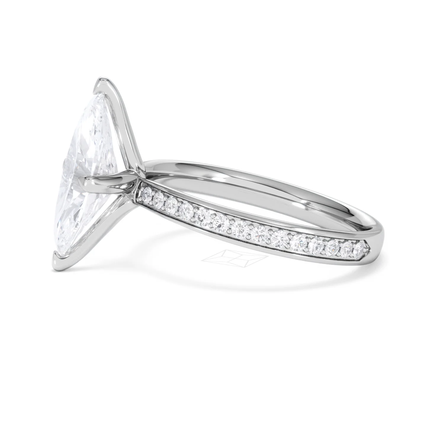 Origin Twist 2.00ct Marquise Cut Lab Diamond Solitaire Engagement Ring with Side Stones in 18K White Gold - Image 72
