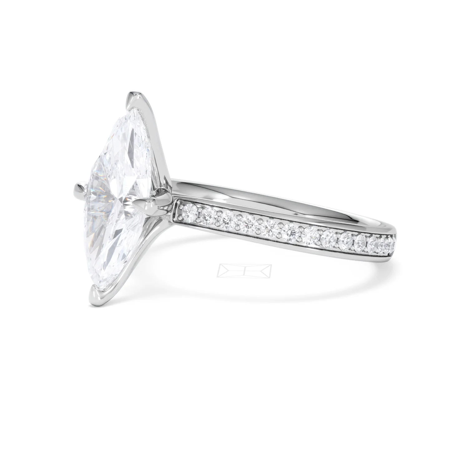 Origin Twist 2.00ct Marquise Cut Lab Diamond Solitaire Engagement Ring with Side Stones in 18K White Gold - Image 78