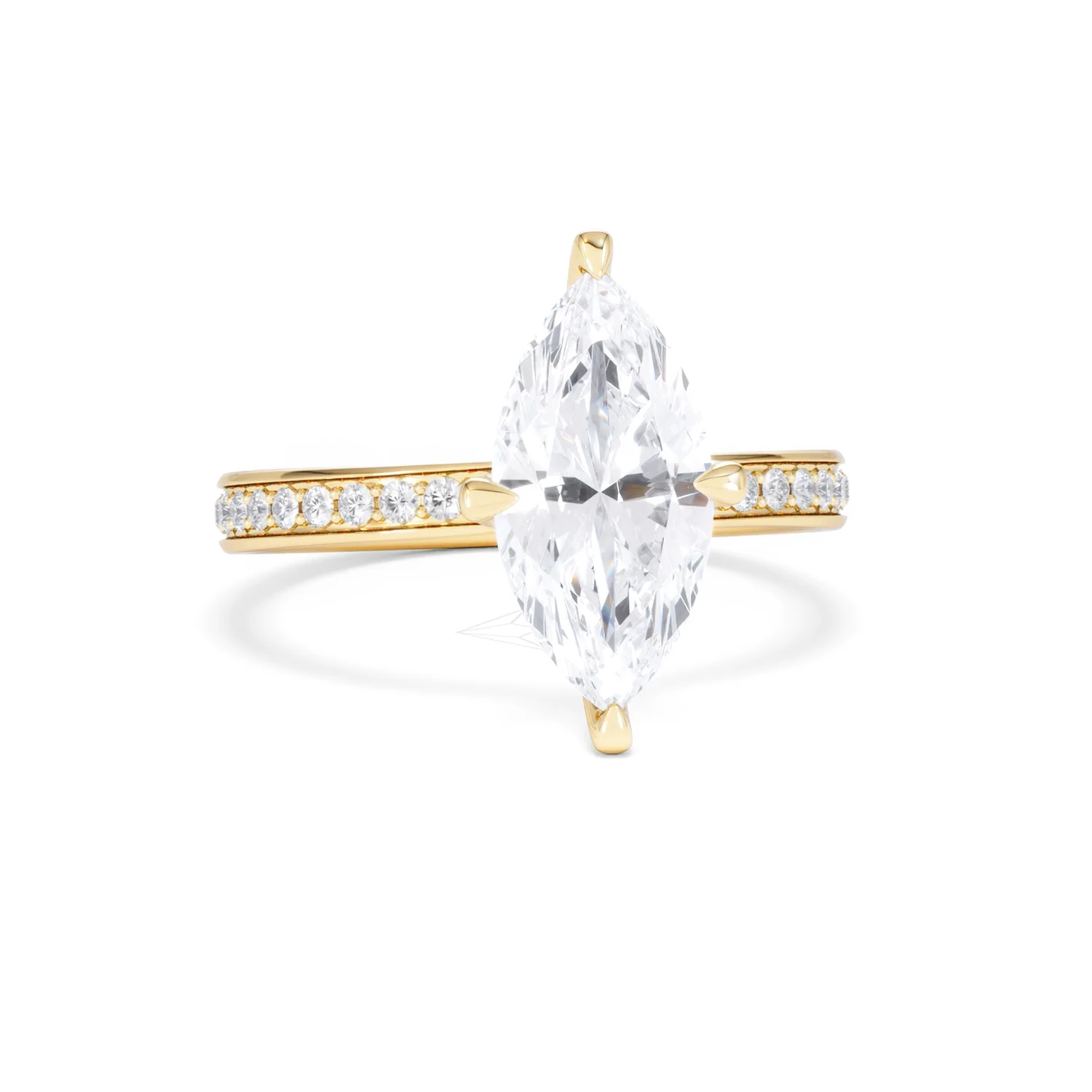 Origin Twist 2.00ct Marquise Cut Lab Diamond Solitaire Engagement Ring with Side Stones in 18K Yellow Gold - Image 11