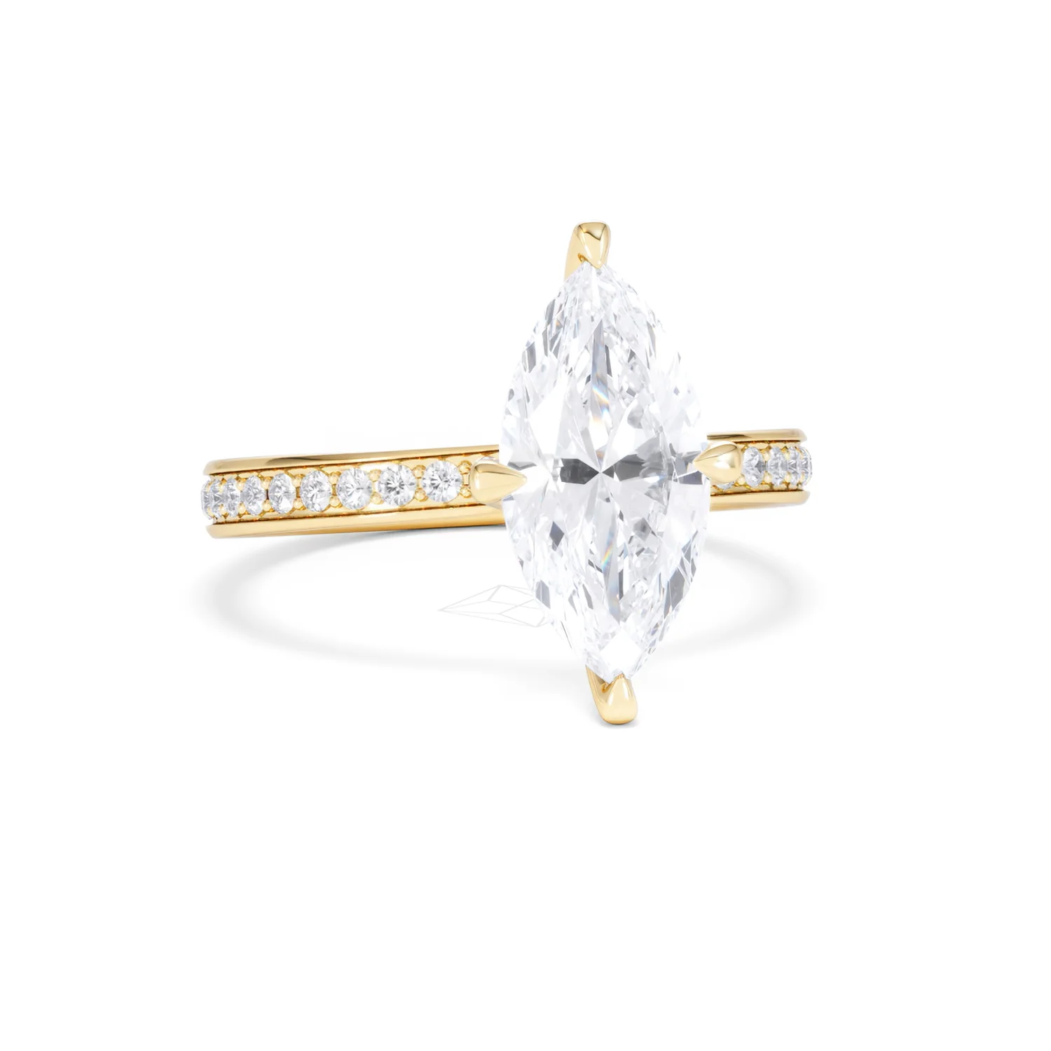 Origin Twist 2.00ct Marquise Cut Lab Diamond Solitaire Engagement Ring with Side Stones in 18K Yellow Gold - Image 12