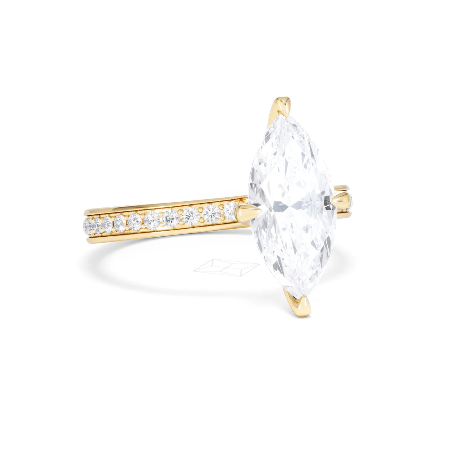 Origin Twist 2.00ct Marquise Cut Lab Diamond Solitaire Engagement Ring with Side Stones in 18K Yellow Gold - Image 14