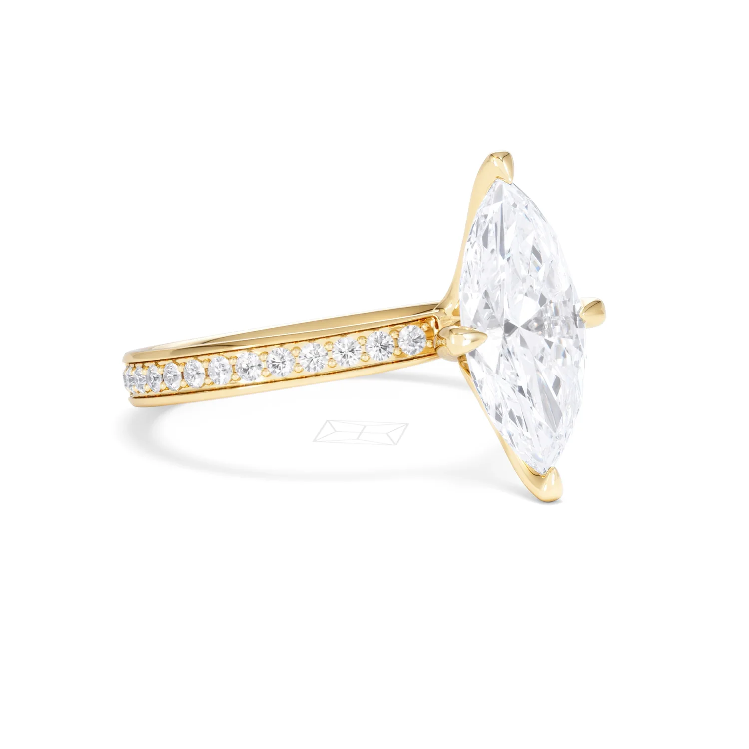 Origin Twist 2.00ct Marquise Cut Lab Diamond Solitaire Engagement Ring with Side Stones in 18K Yellow Gold - Image 17