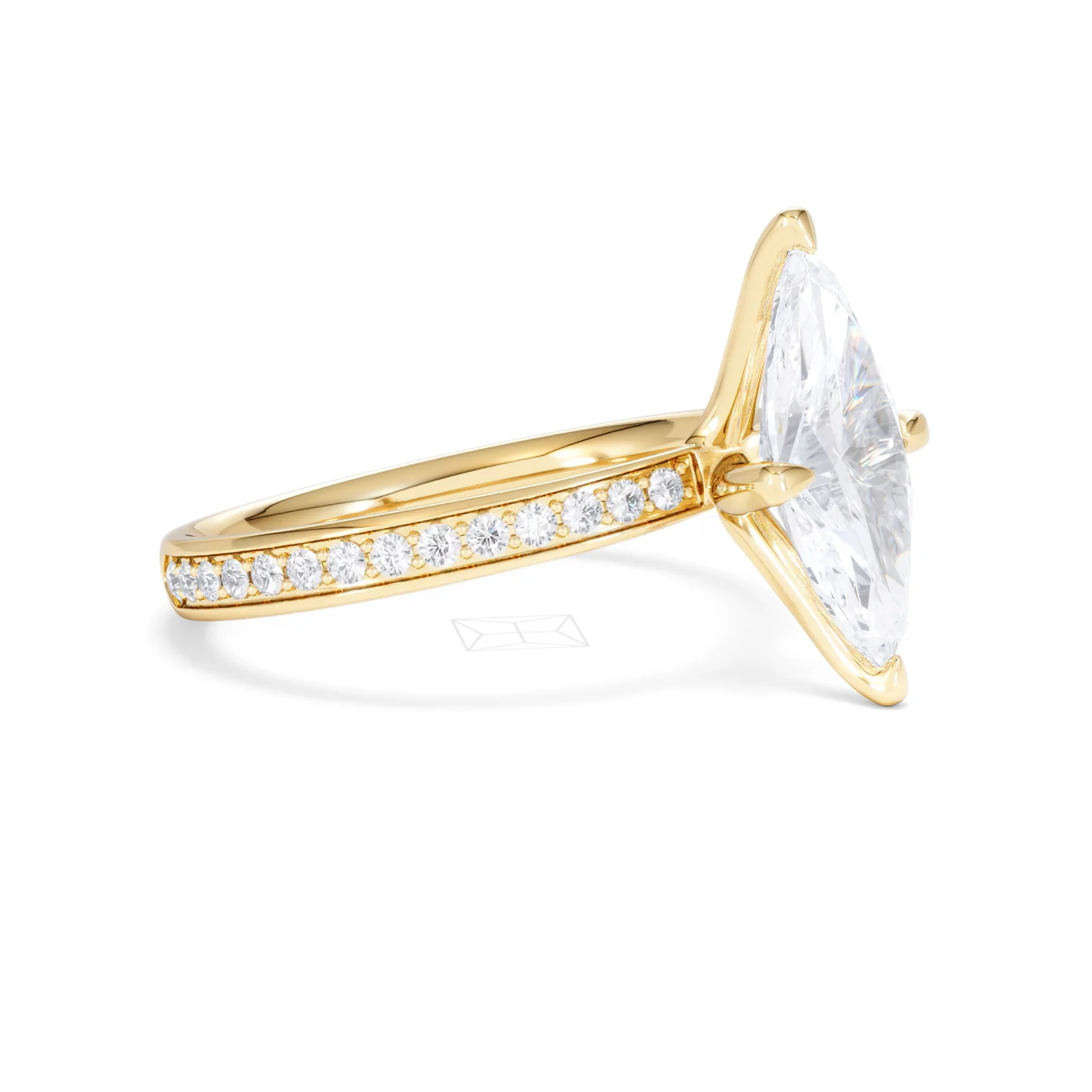 Origin Twist 2.00ct Marquise Cut Lab Diamond Solitaire Engagement Ring with Side Stones in 18K Yellow Gold - Image 21