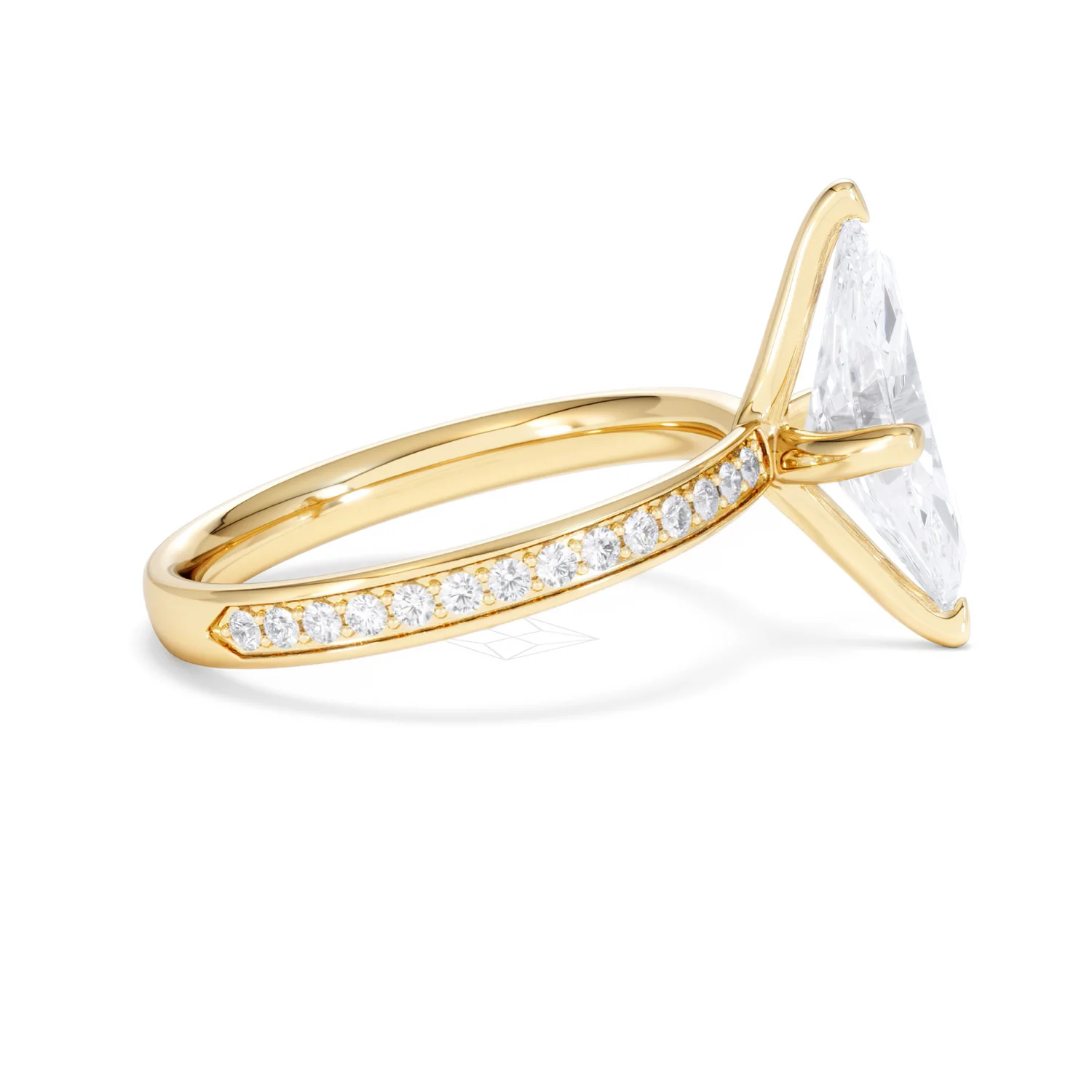 Origin Twist 2.00ct Marquise Cut Lab Diamond Solitaire Engagement Ring with Side Stones in 18K Yellow Gold - Image 28
