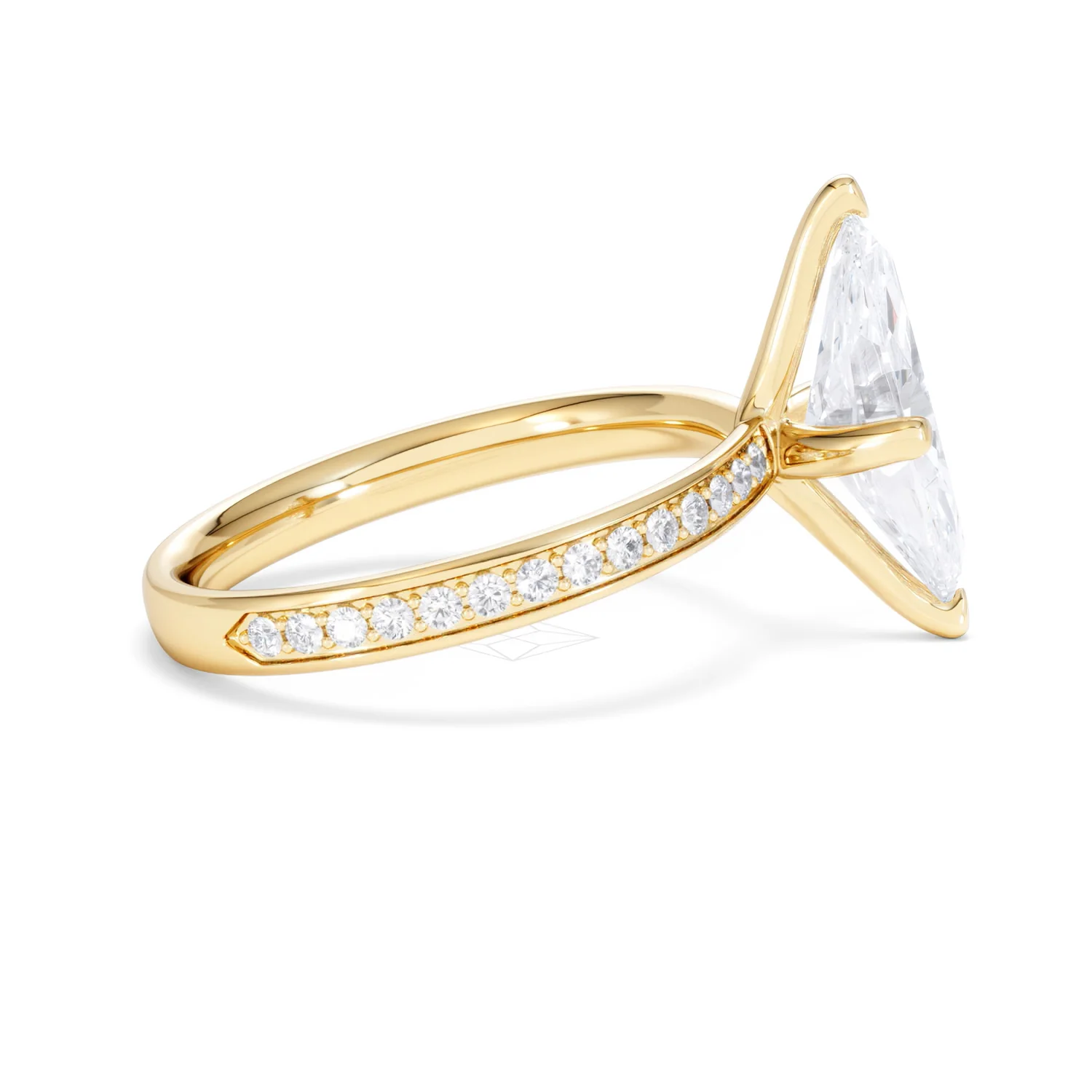 Origin Twist 2.00ct Marquise Cut Lab Diamond Solitaire Engagement Ring with Side Stones in 18K Yellow Gold - Image 29