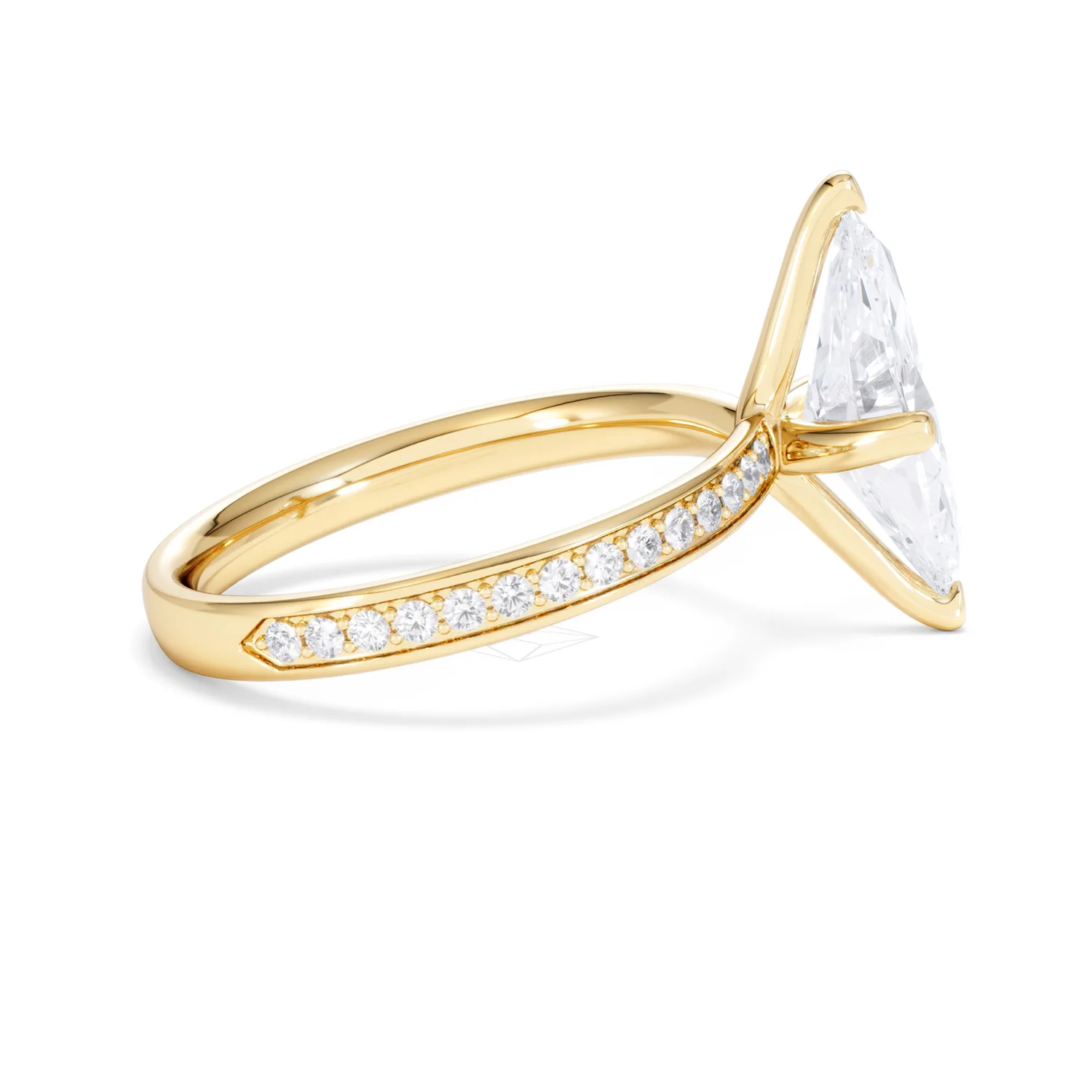 Origin Twist 2.00ct Marquise Cut Lab Diamond Solitaire Engagement Ring with Side Stones in 18K Yellow Gold - Image 30