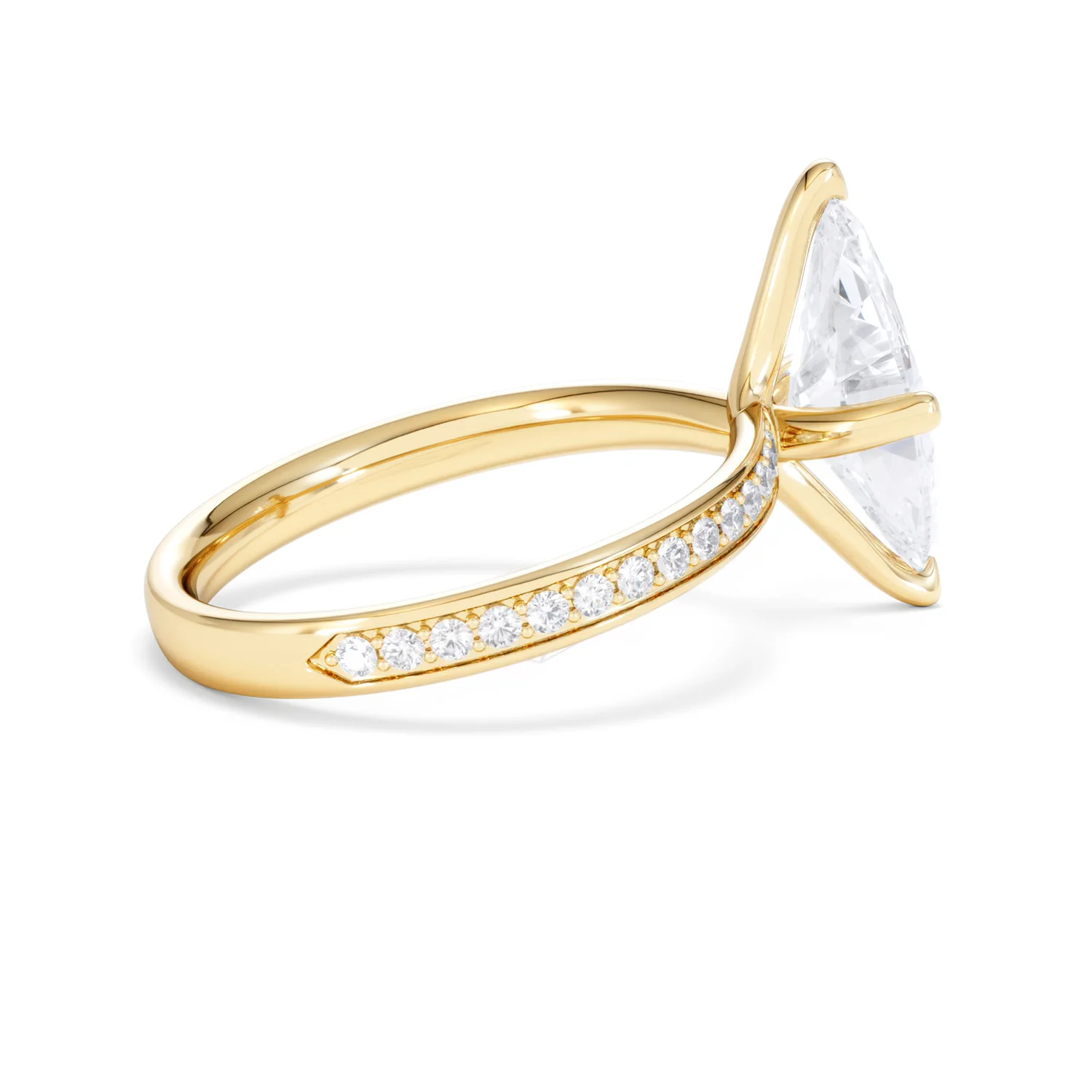 Origin Twist 2.00ct Marquise Cut Lab Diamond Solitaire Engagement Ring with Side Stones in 18K Yellow Gold - Image 33