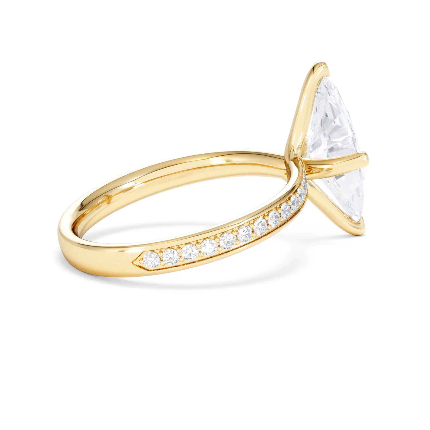Origin Twist 2.00ct Marquise Cut Lab Diamond Solitaire Engagement Ring with Side Stones in 18K Yellow Gold - Image 34