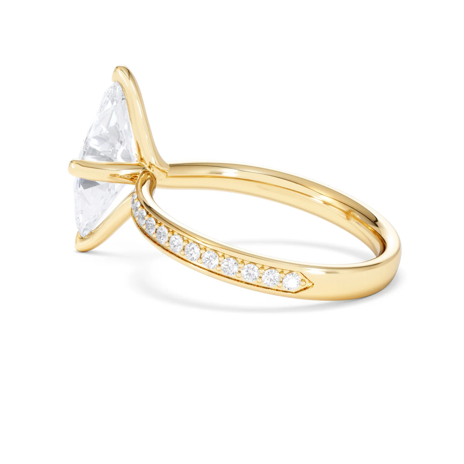 Origin Twist 2.00ct Marquise Cut Lab Diamond Solitaire Engagement Ring with Side Stones in 18K Yellow Gold - Image 63