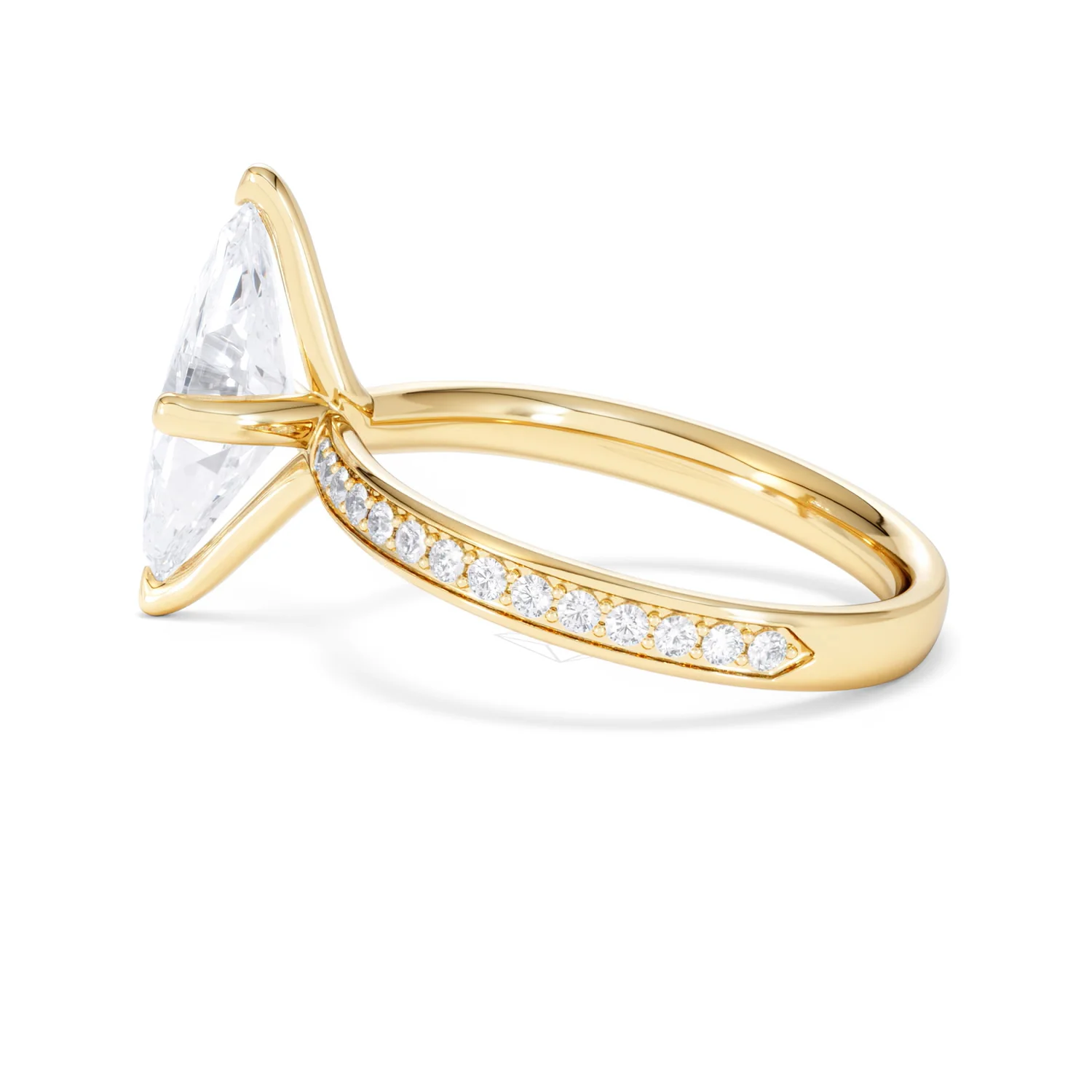 Origin Twist 2.00ct Marquise Cut Lab Diamond Solitaire Engagement Ring with Side Stones in 18K Yellow Gold - Image 66