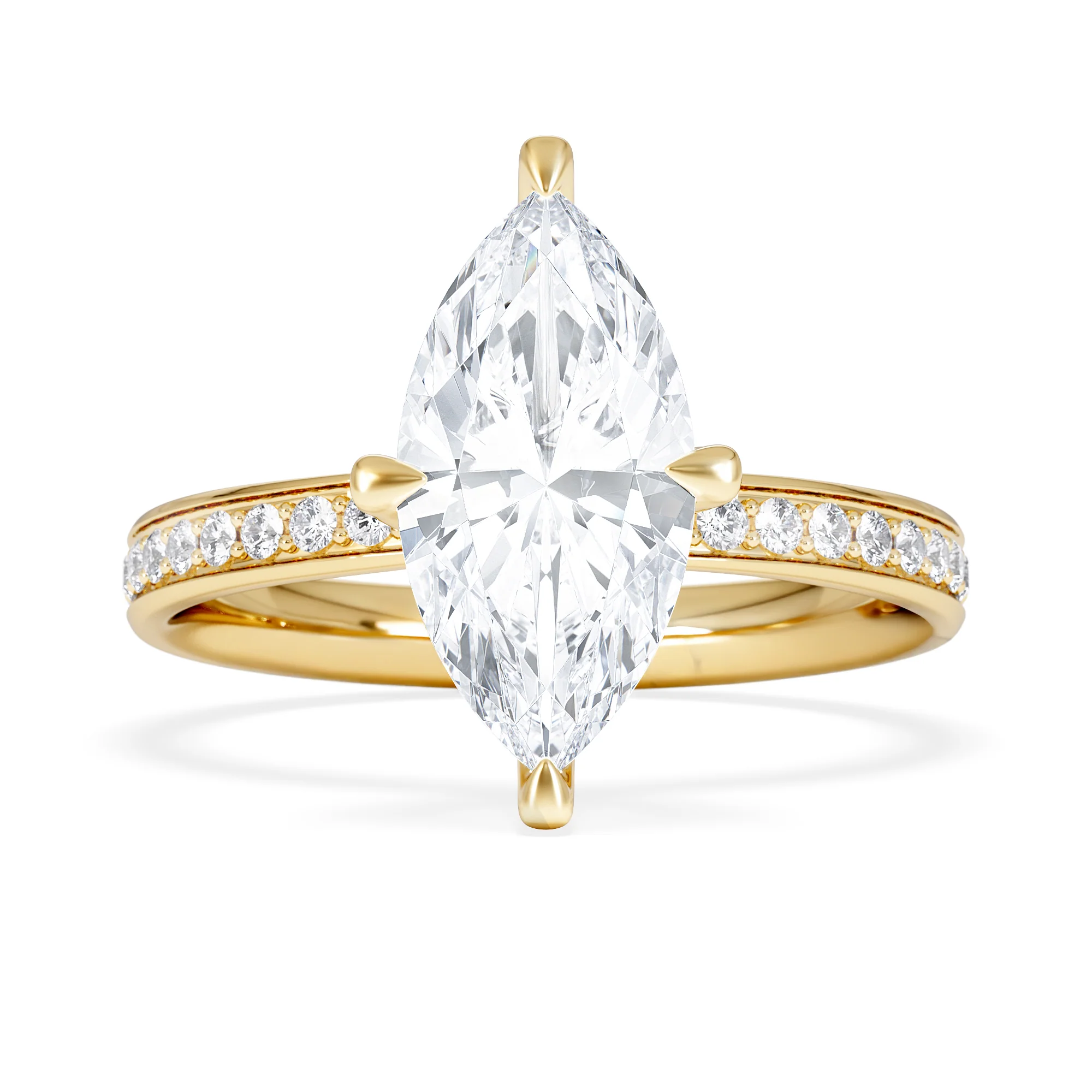 Origin Twist 2.00ct Marquise Cut Lab Diamond Solitaire Engagement Ring with Side Stones in 18K Yellow Gold - Image 7