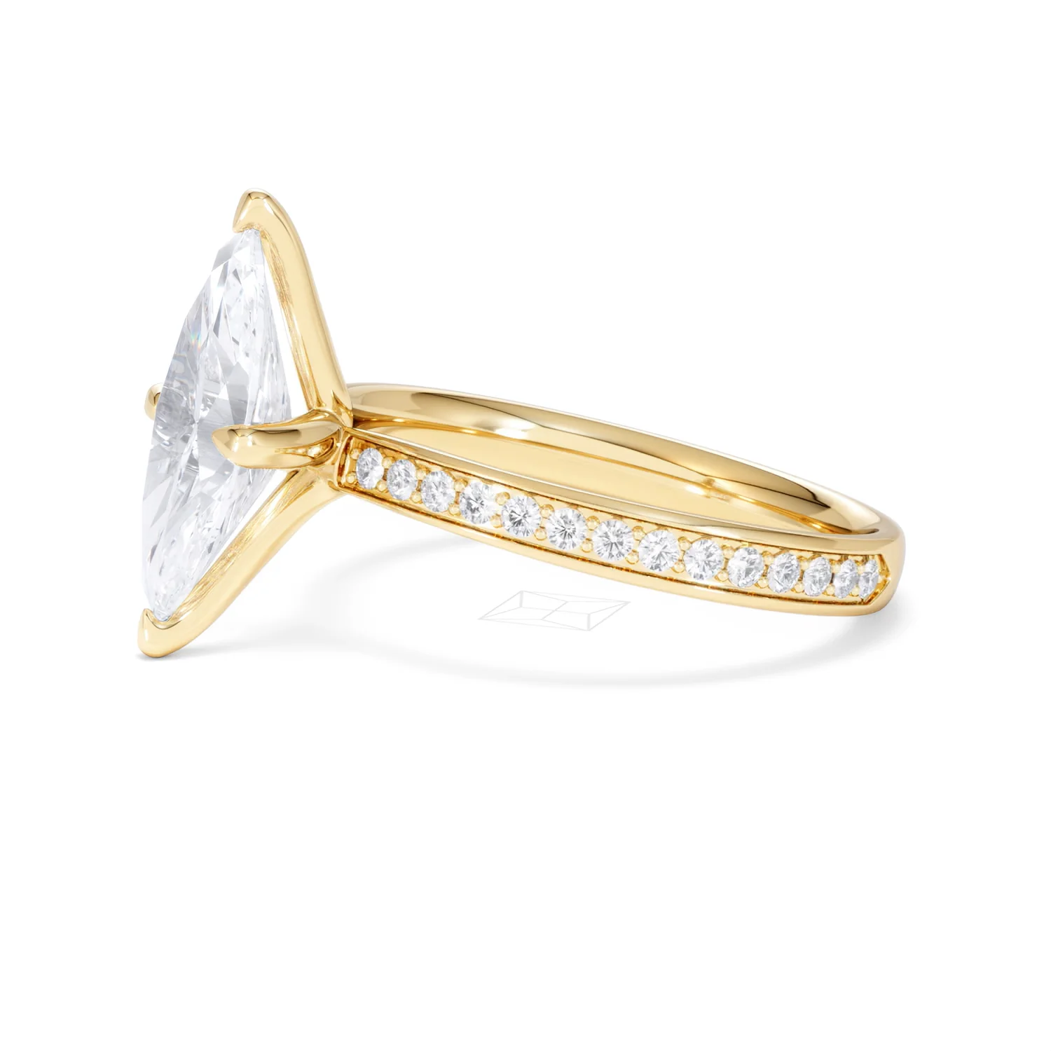 Origin Twist 2.00ct Marquise Cut Lab Diamond Solitaire Engagement Ring with Side Stones in 18K Yellow Gold - Image 74
