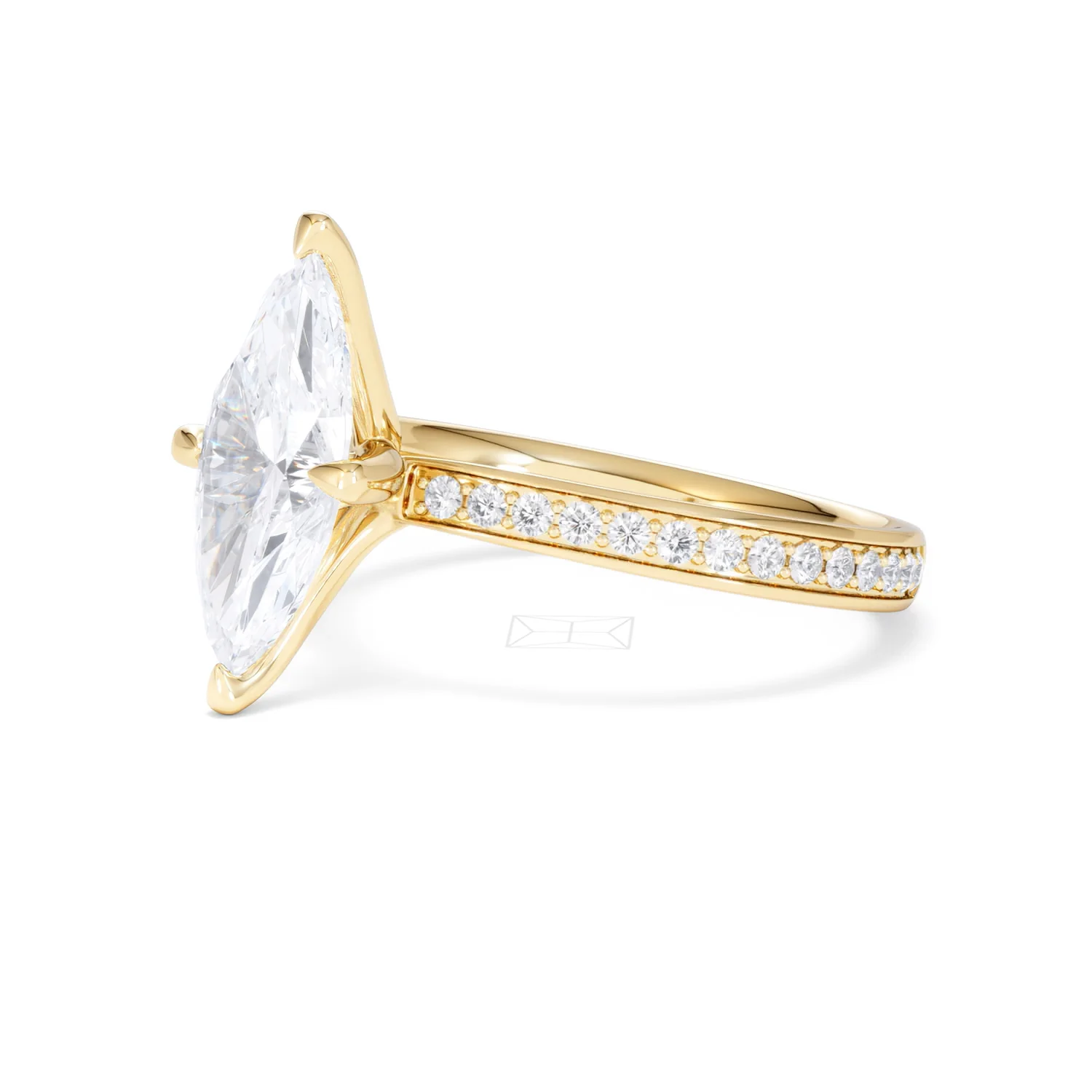 Origin Twist 2.00ct Marquise Cut Lab Diamond Solitaire Engagement Ring with Side Stones in 18K Yellow Gold - Image 78