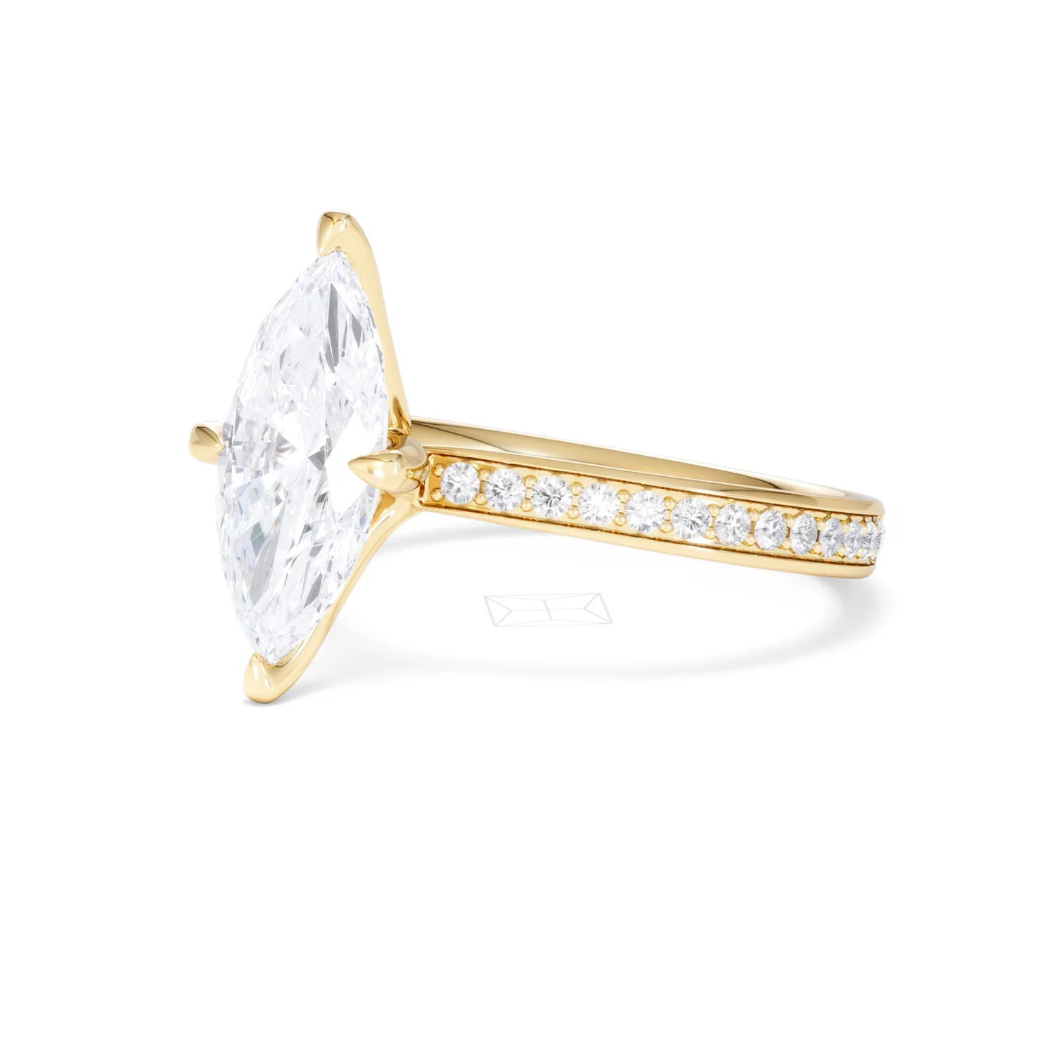 Origin Twist 2.00ct Marquise Cut Lab Diamond Solitaire Engagement Ring with Side Stones in 18K Yellow Gold - Image 80