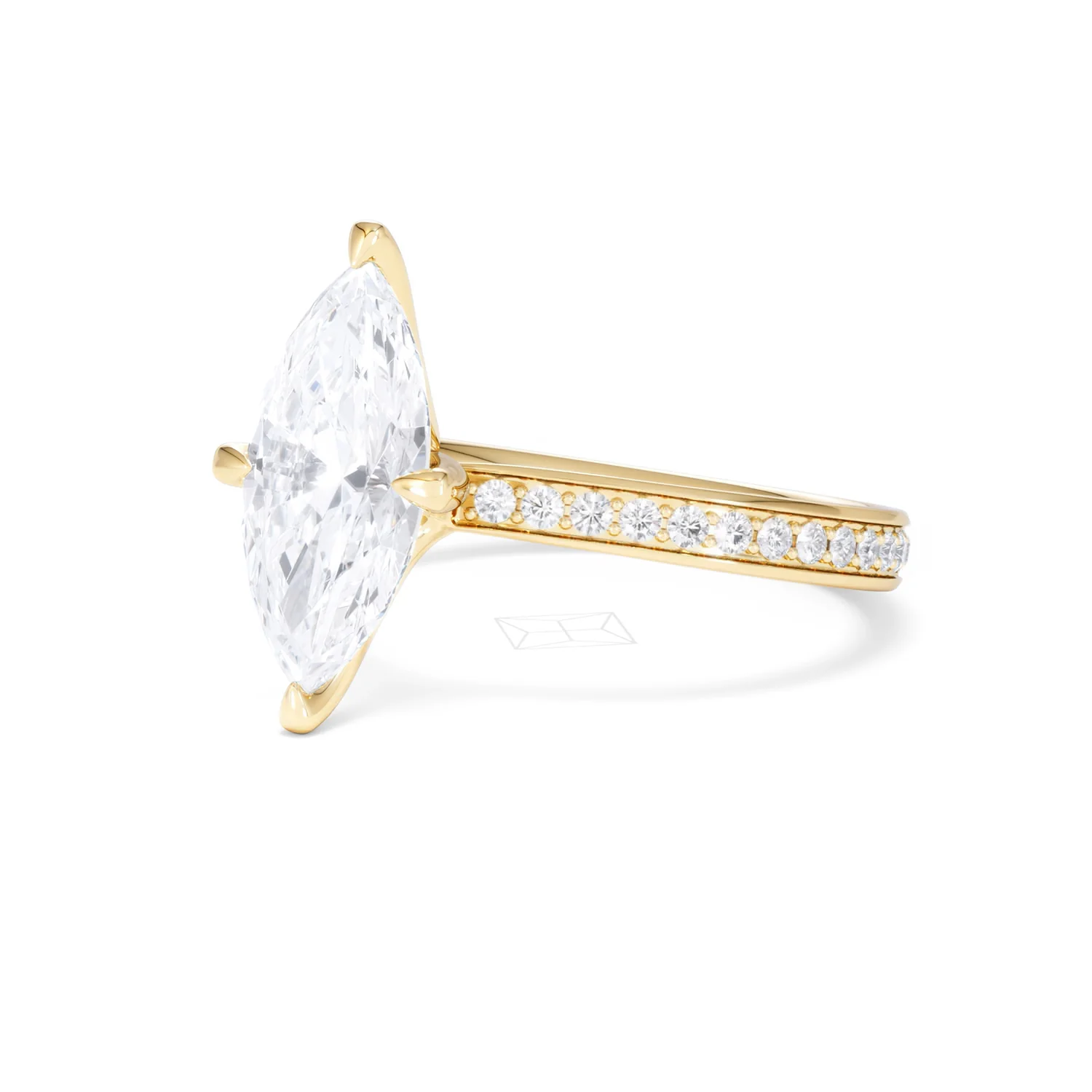 Origin Twist 2.00ct Marquise Cut Lab Diamond Solitaire Engagement Ring with Side Stones in 18K Yellow Gold - Image 81