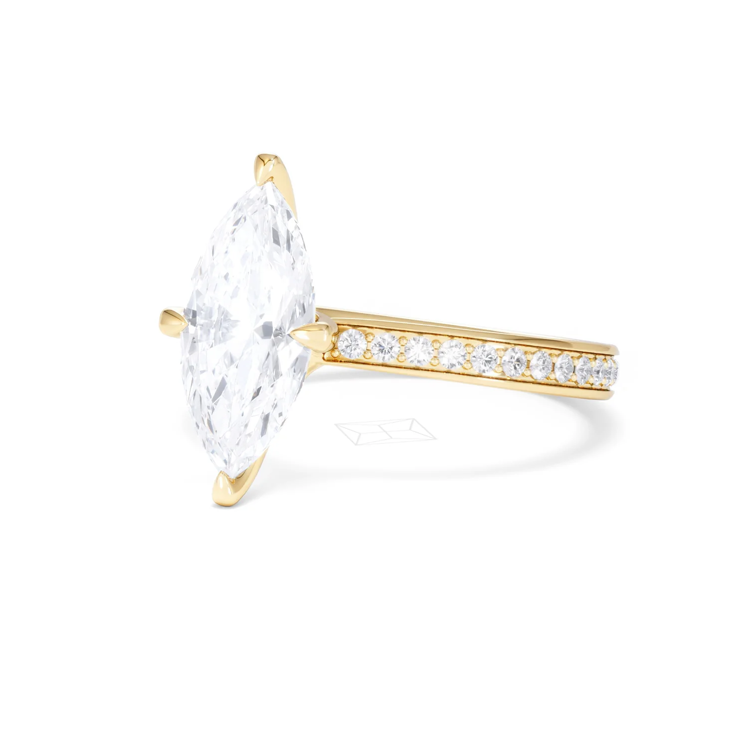 Origin Twist 2.00ct Marquise Cut Lab Diamond Solitaire Engagement Ring with Side Stones in 18K Yellow Gold - Image 82