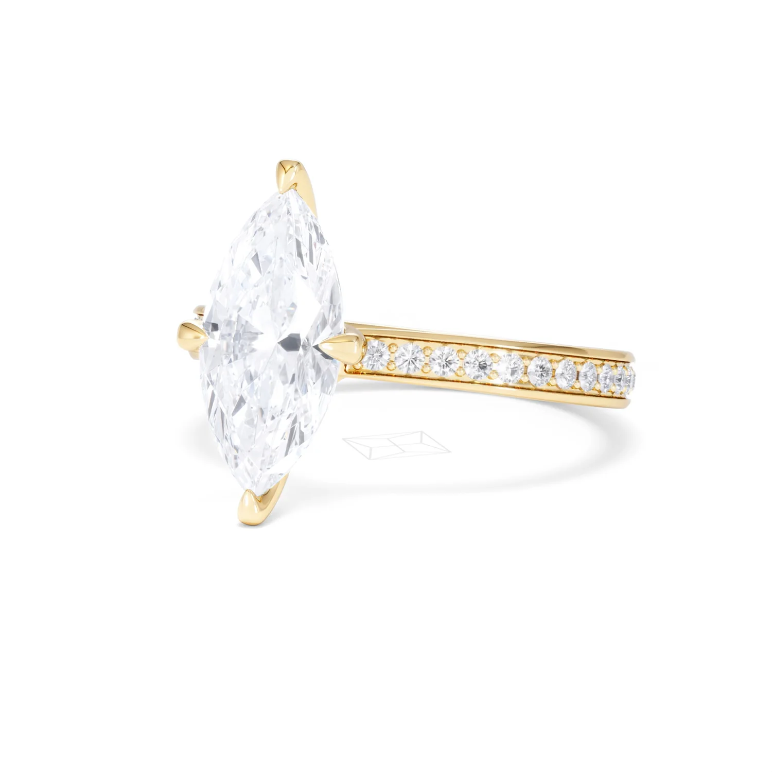 Origin Twist 2.00ct Marquise Cut Lab Diamond Solitaire Engagement Ring with Side Stones in 18K Yellow Gold - Image 83