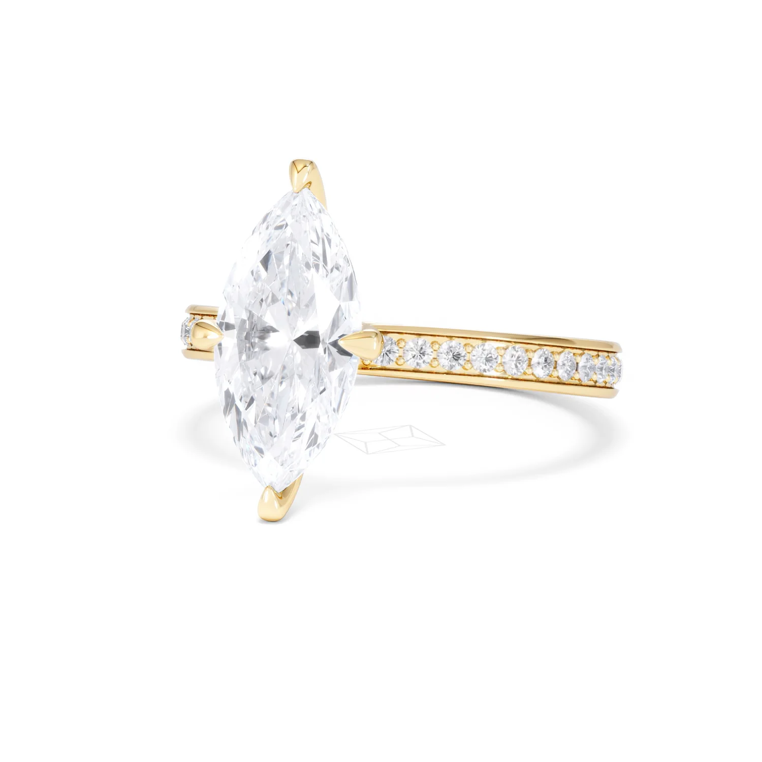 Origin Twist 2.00ct Marquise Cut Lab Diamond Solitaire Engagement Ring with Side Stones in 18K Yellow Gold - Image 84