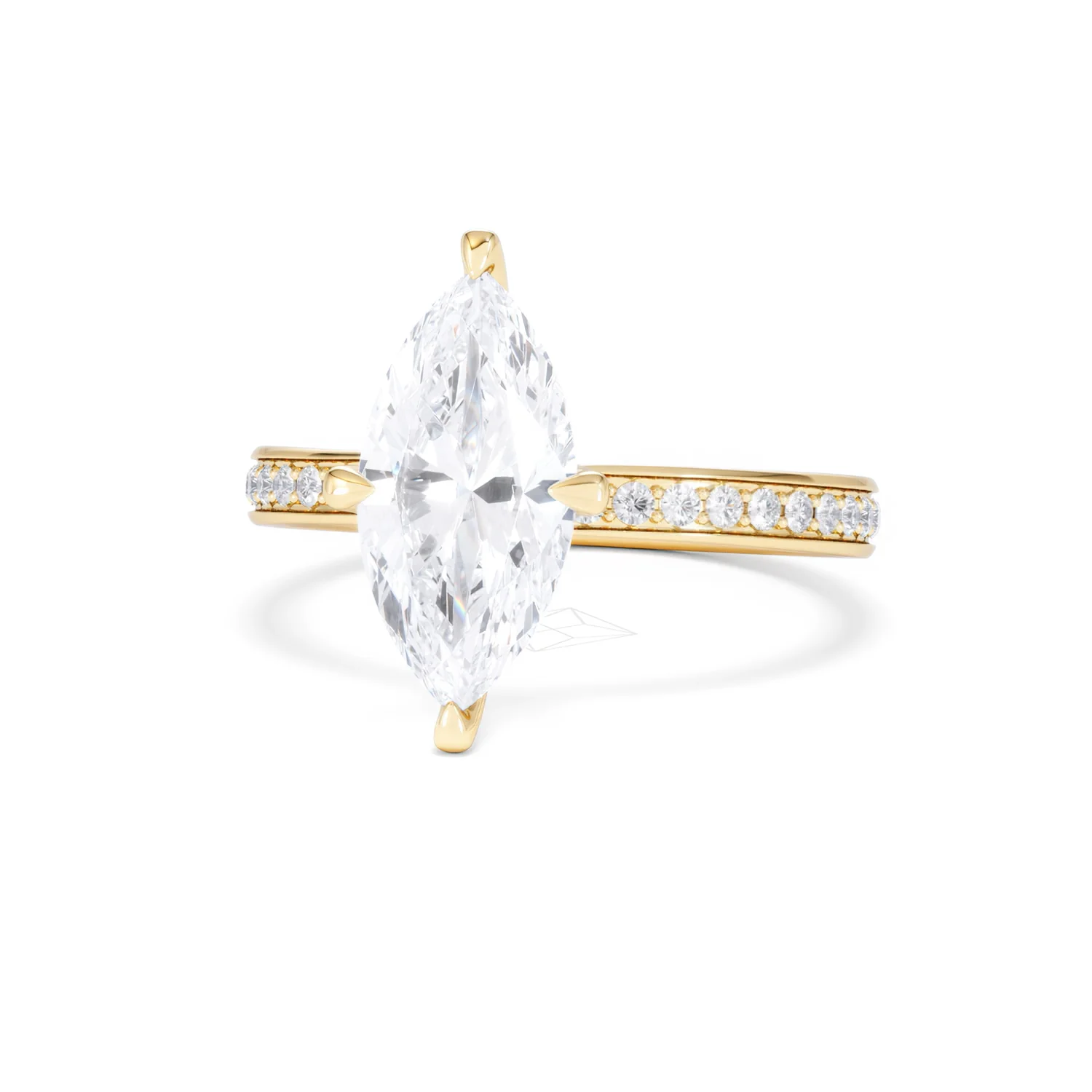 Origin Twist 2.00ct Marquise Cut Lab Diamond Solitaire Engagement Ring with Side Stones in 18K Yellow Gold - Image 86