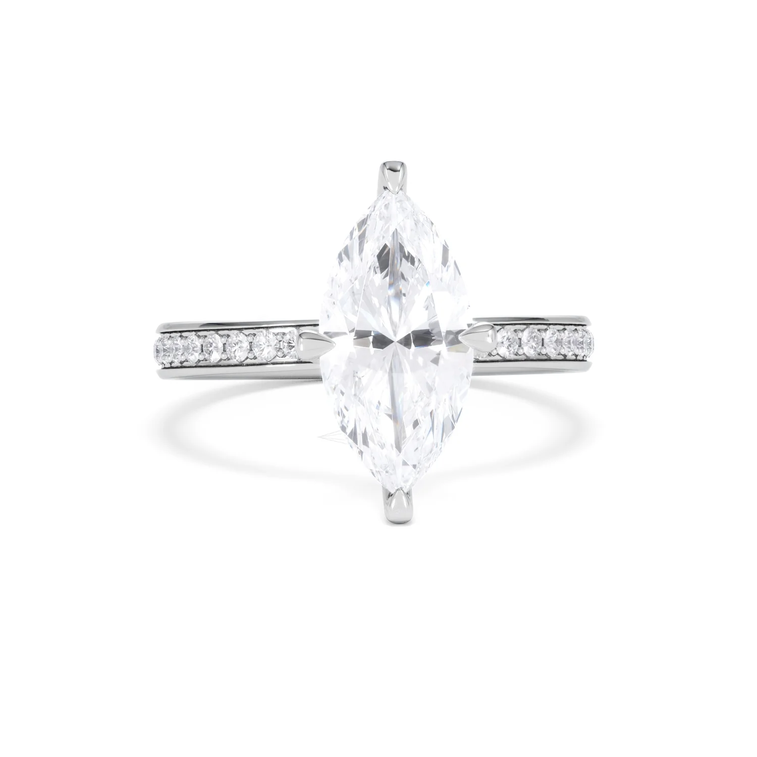 Origin Twist 2.00ct Marquise Cut Lab Diamond Solitaire Engagement Ring with Side Stones in Platinum - Image 10