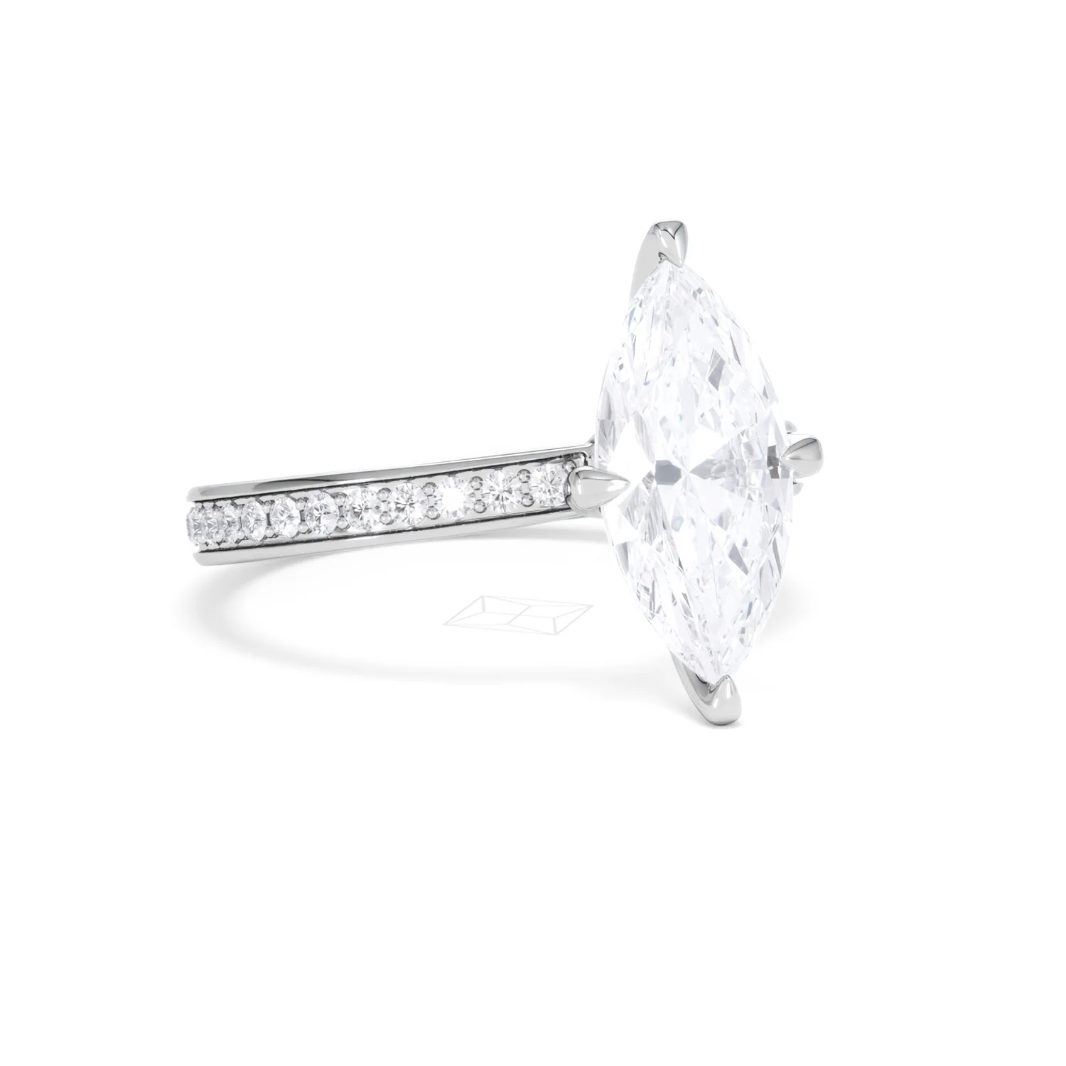 Origin Twist 2.00ct Marquise Cut Lab Diamond Solitaire Engagement Ring with Side Stones in Platinum - Image 15