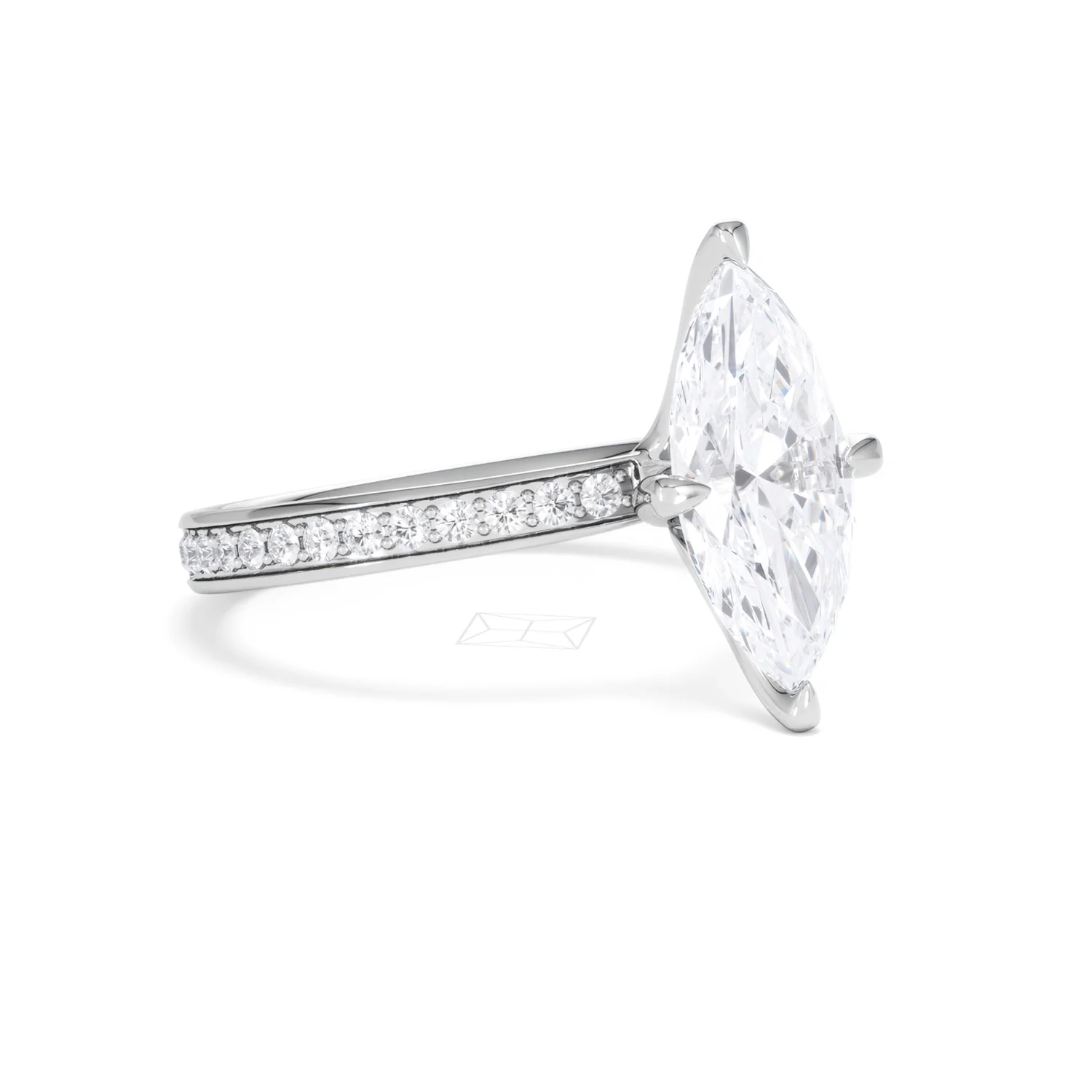 Origin Twist 2.00ct Marquise Cut Lab Diamond Solitaire Engagement Ring with Side Stones in Platinum - Image 17