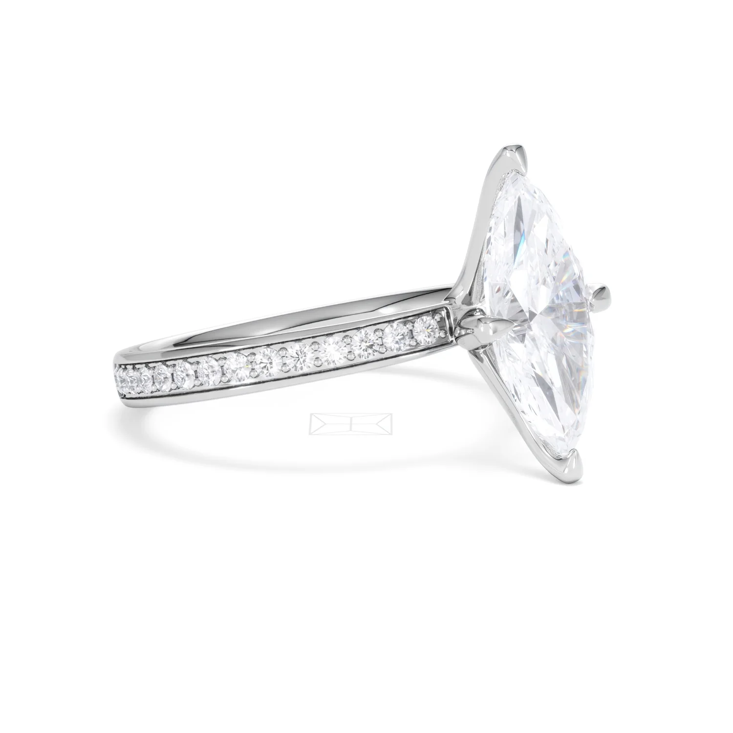 Origin Twist 2.00ct Marquise Cut Lab Diamond Solitaire Engagement Ring with Side Stones in Platinum - Image 19