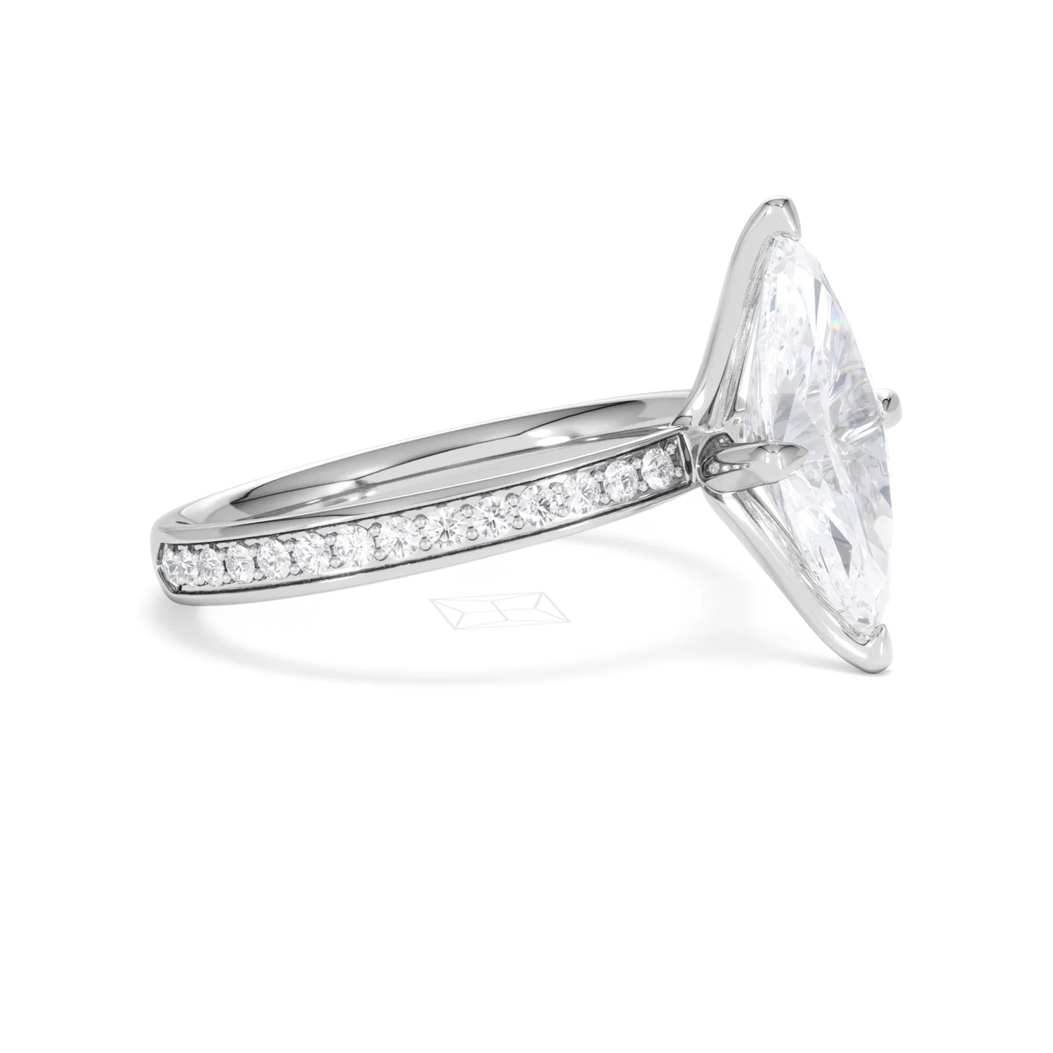 Origin Twist 2.00ct Marquise Cut Lab Diamond Solitaire Engagement Ring with Side Stones in Platinum - Image 22