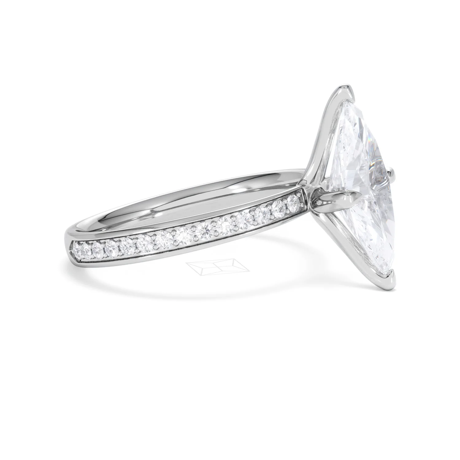 Origin Twist 2.00ct Marquise Cut Lab Diamond Solitaire Engagement Ring with Side Stones in Platinum - Image 23
