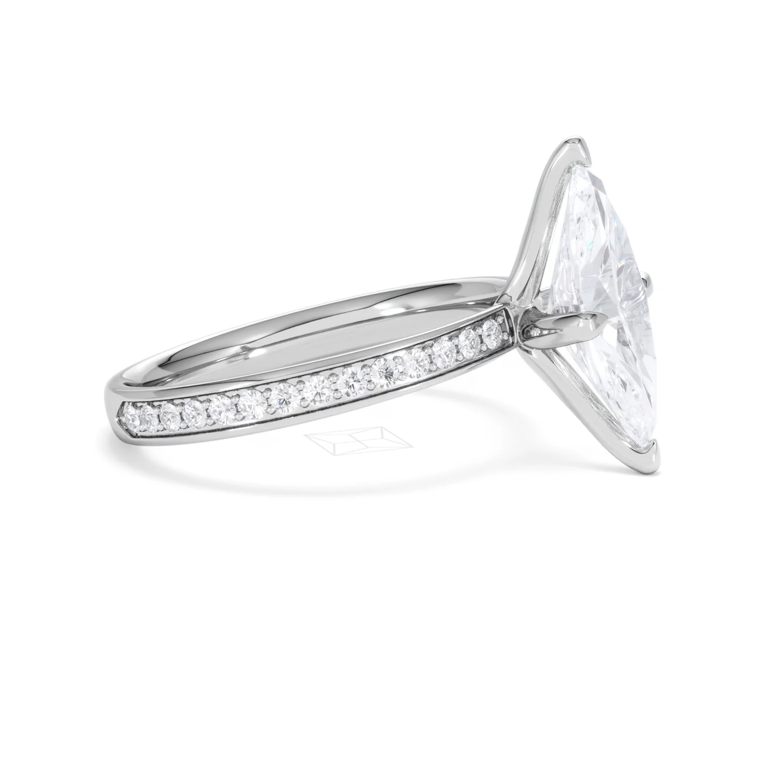 Origin Twist 2.00ct Marquise Cut Lab Diamond Solitaire Engagement Ring with Side Stones in Platinum - Image 24
