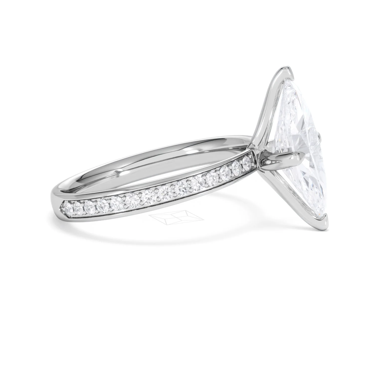 Origin Twist 2.00ct Marquise Cut Lab Diamond Solitaire Engagement Ring with Side Stones in Platinum - Image 25