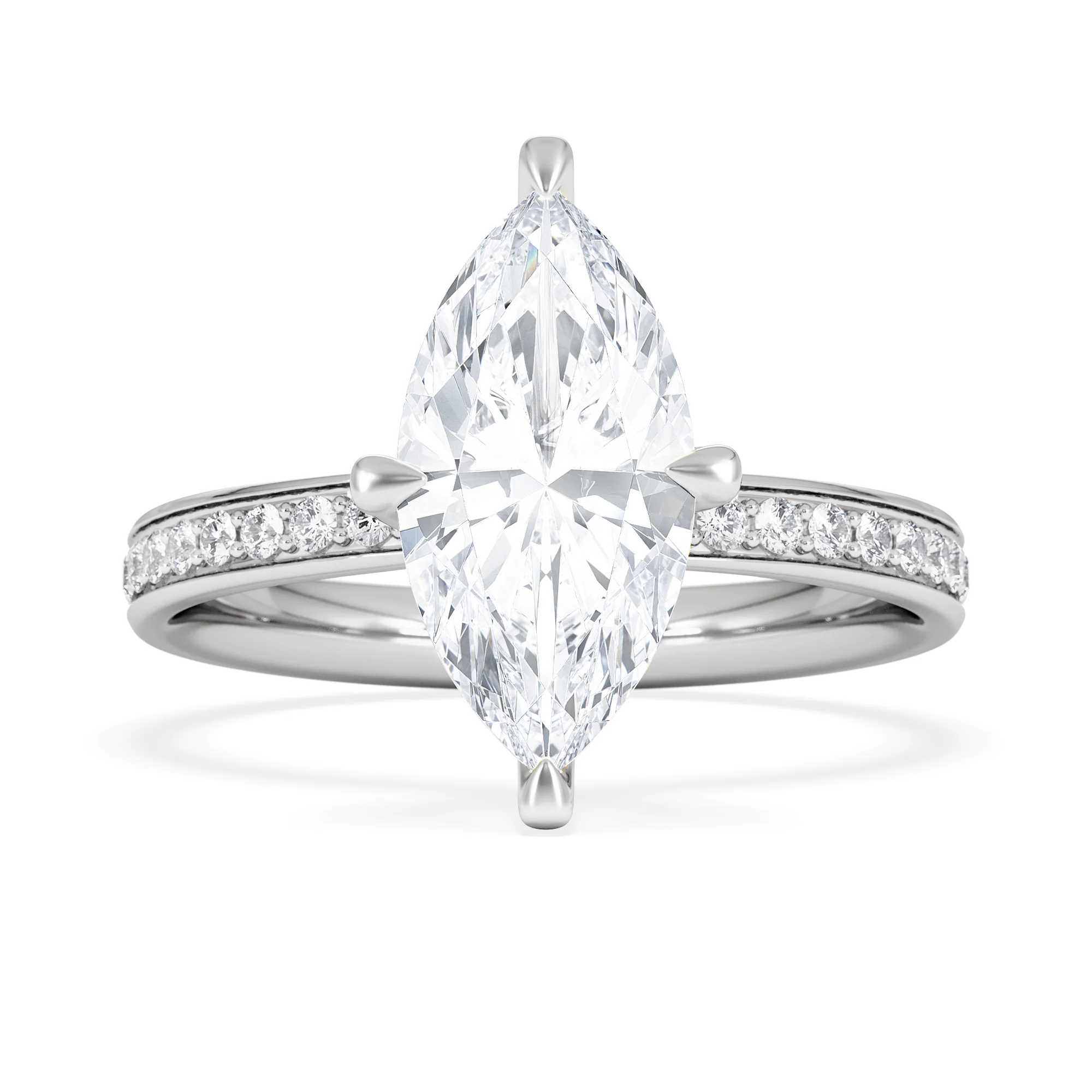 Origin Twist 2.00ct Marquise Cut Lab Diamond Solitaire Engagement Ring with Side Stones in Platinum - Image 7
