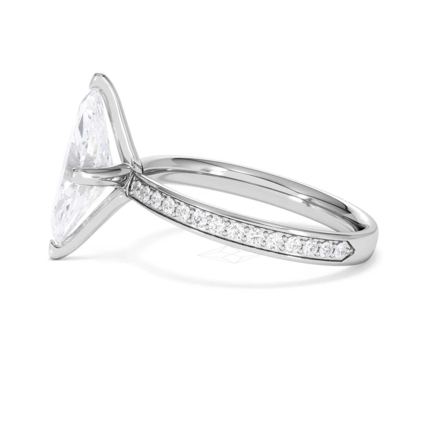Origin Twist 2.00ct Marquise Cut Lab Diamond Solitaire Engagement Ring with Side Stones in Platinum - Image 70