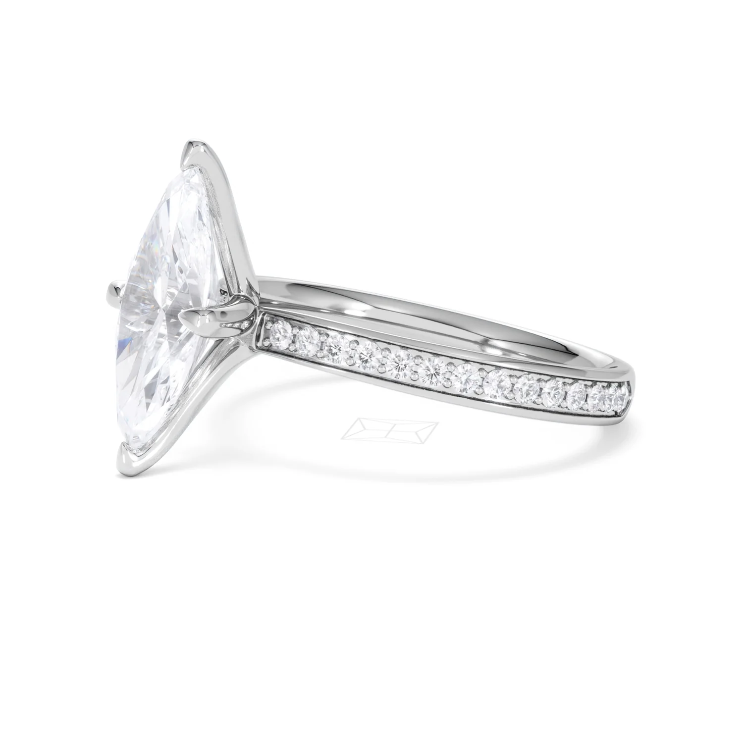Origin Twist 2.00ct Marquise Cut Lab Diamond Solitaire Engagement Ring with Side Stones in Platinum - Image 76