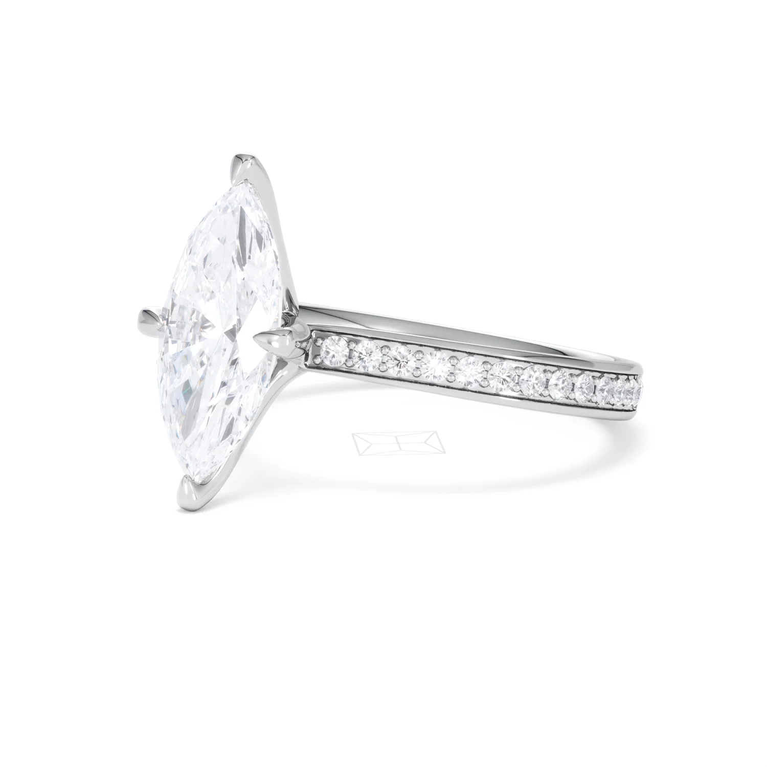 Origin Twist 2.00ct Marquise Cut Lab Diamond Solitaire Engagement Ring with Side Stones in Platinum - Image 80