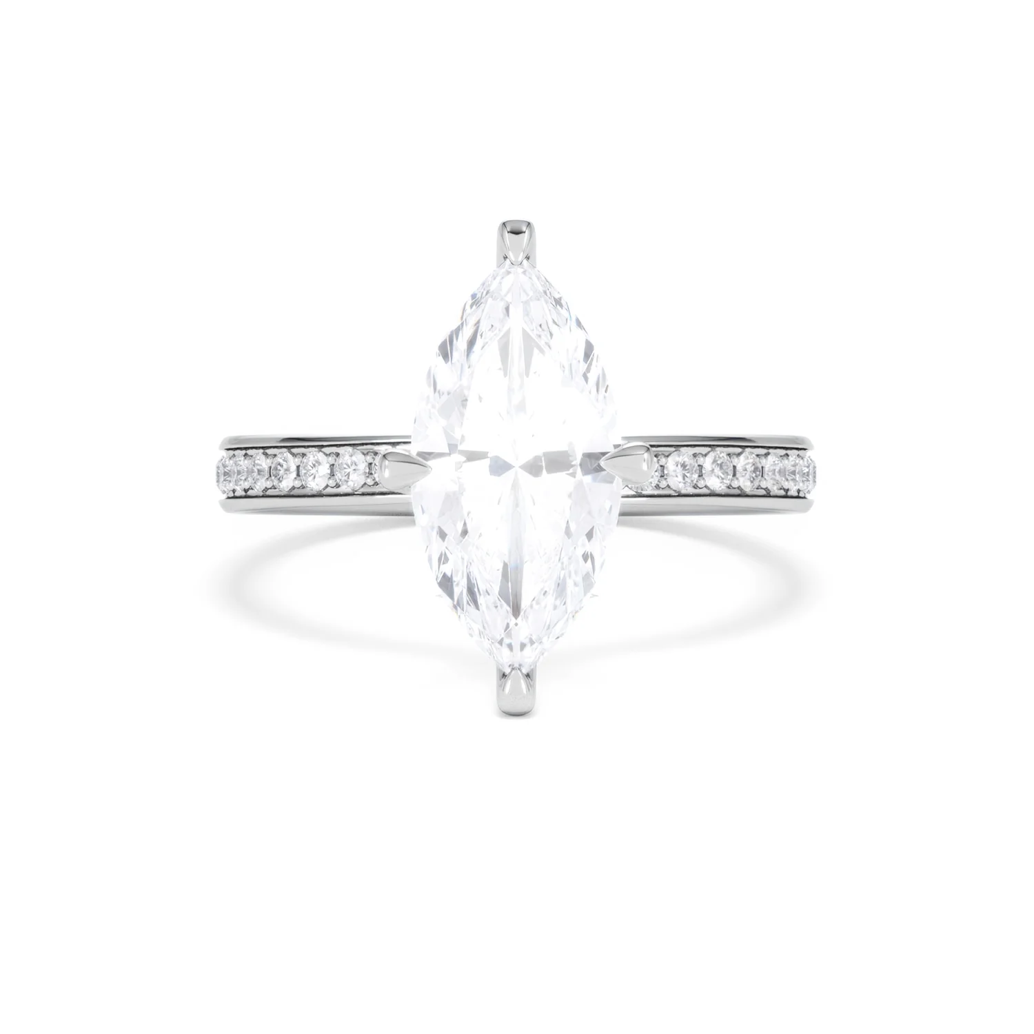 Origin Twist 2.00ct Marquise Cut Lab Diamond Solitaire Engagement Ring with Side Stones in Platinum - Image 9