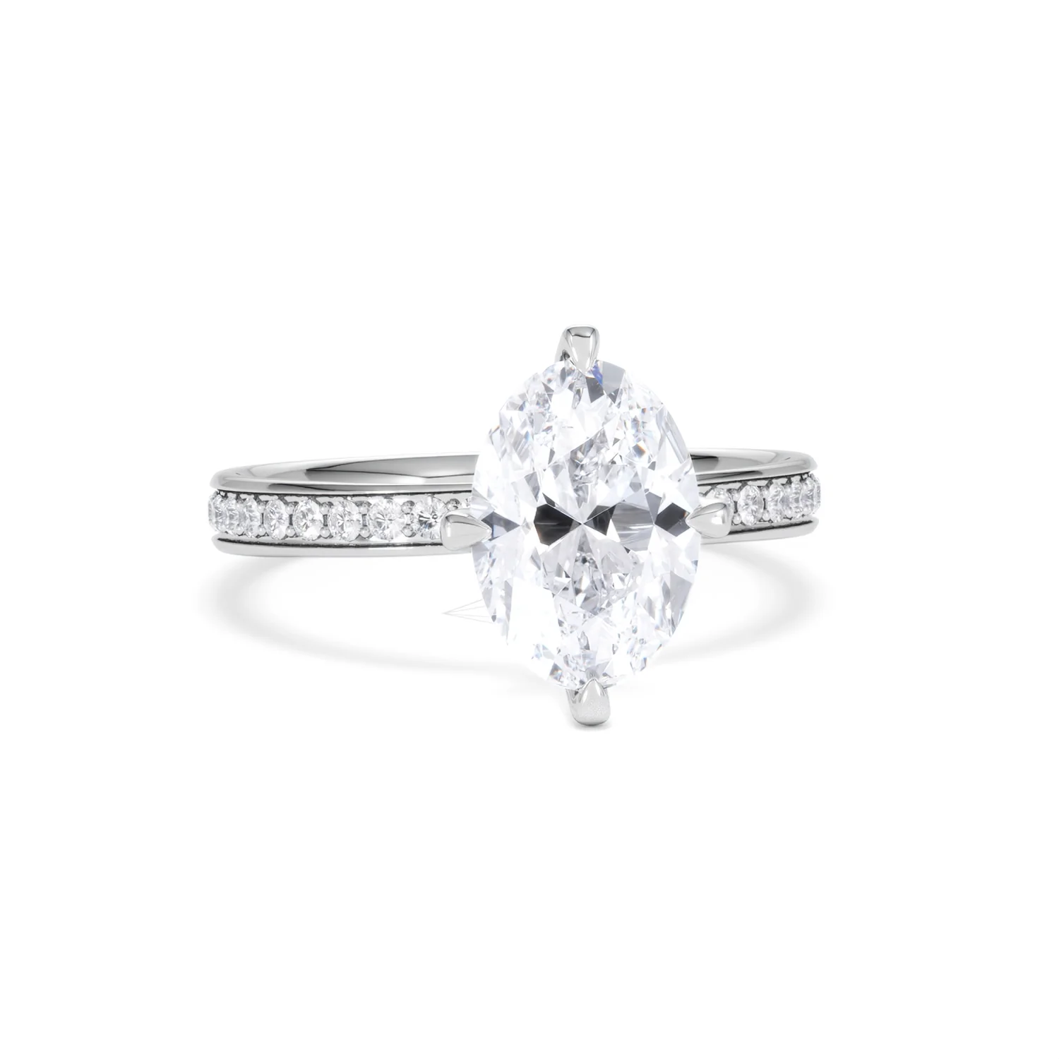 Origin Twist 2.00ct Oval Cut Lab Diamond Solitaire Engagement Ring with Side Stones in 18K White Gold - Image 11