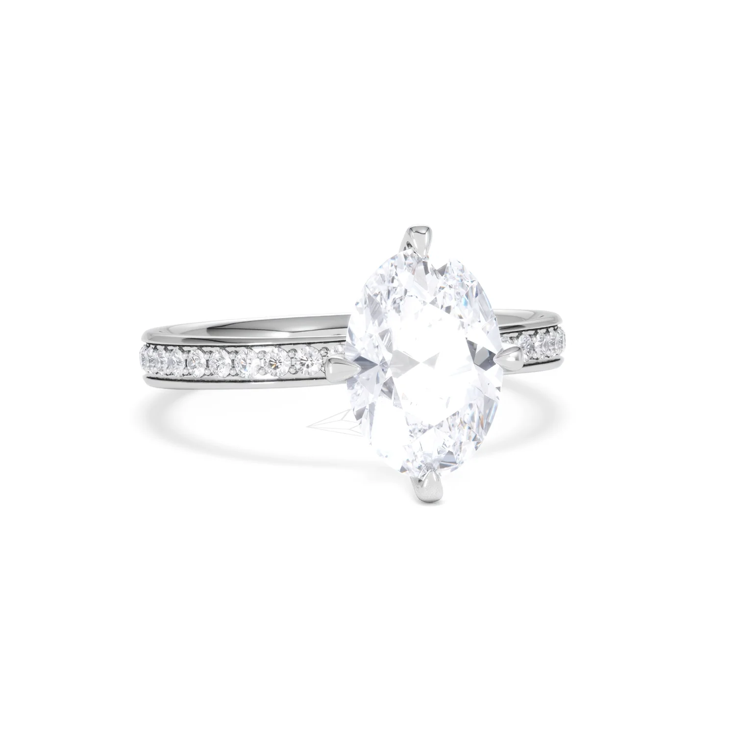 Origin Twist 2.00ct Oval Cut Lab Diamond Solitaire Engagement Ring with Side Stones in 18K White Gold - Image 12