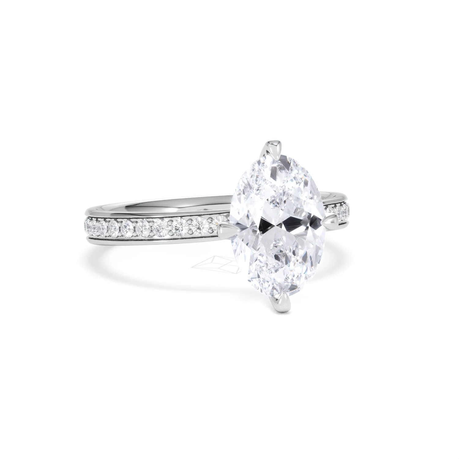 Origin Twist 2.00ct Oval Cut Lab Diamond Solitaire Engagement Ring with Side Stones in 18K White Gold - Image 13