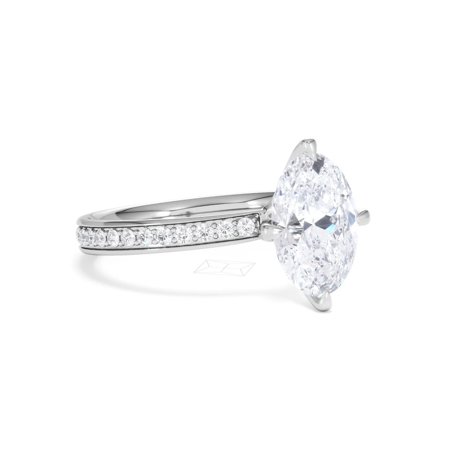 Origin Twist 2.00ct Oval Cut Lab Diamond Solitaire Engagement Ring with Side Stones in 18K White Gold - Image 16