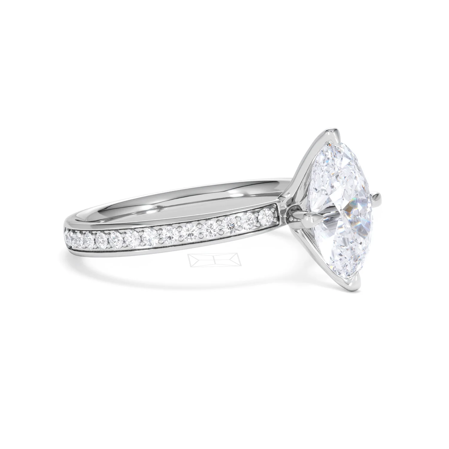 Origin Twist 2.00ct Oval Cut Lab Diamond Solitaire Engagement Ring with Side Stones in 18K White Gold - Image 20