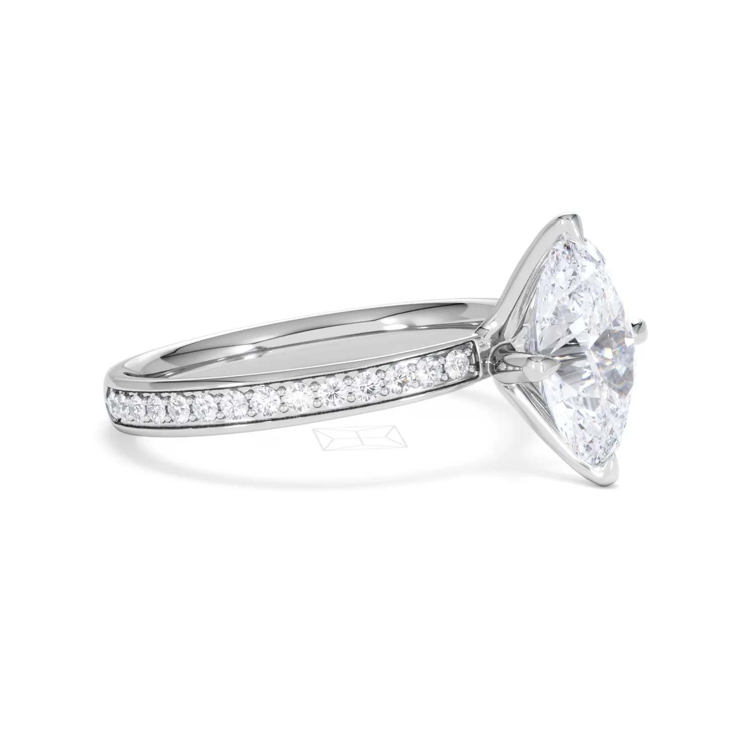 Origin Twist 2.00ct Oval Cut Lab Diamond Solitaire Engagement Ring with Side Stones in 18K White Gold - Image 21