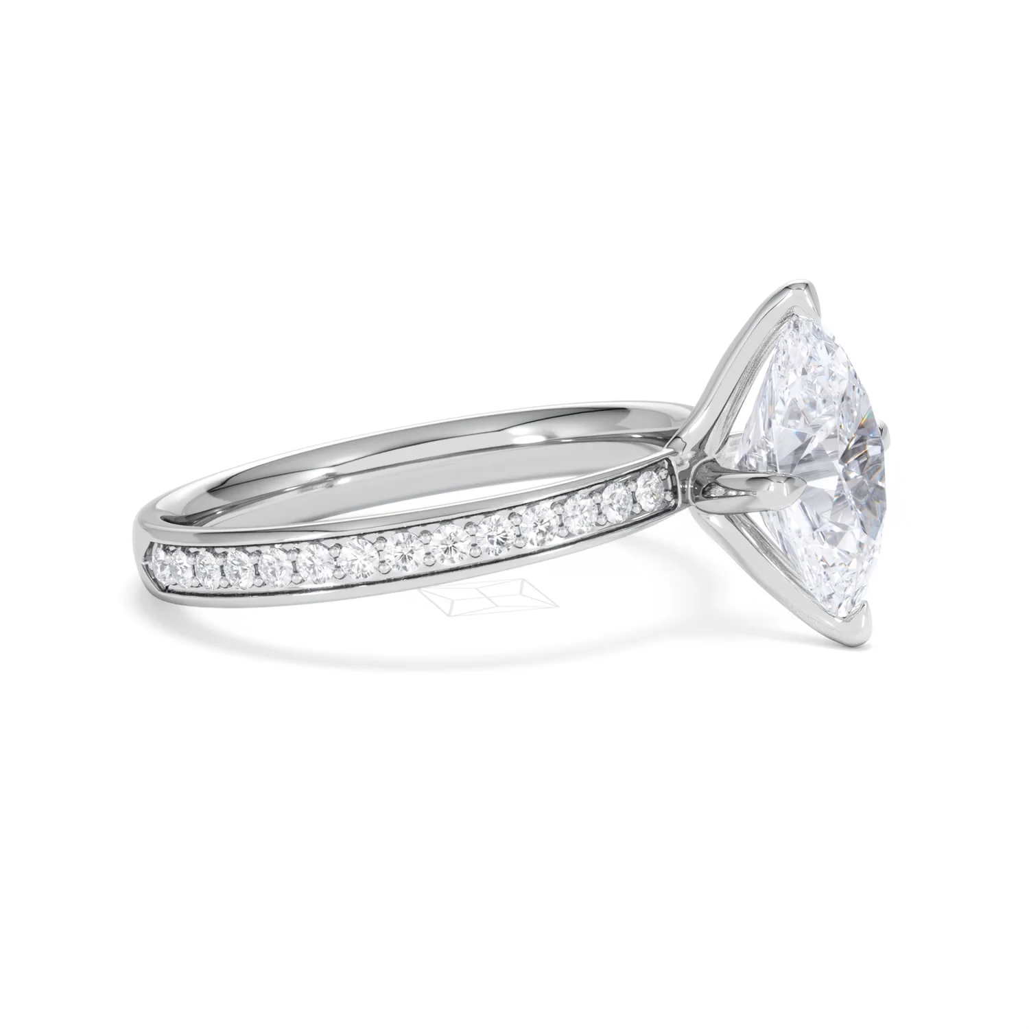 Origin Twist 2.00ct Oval Cut Lab Diamond Solitaire Engagement Ring with Side Stones in 18K White Gold - Image 23