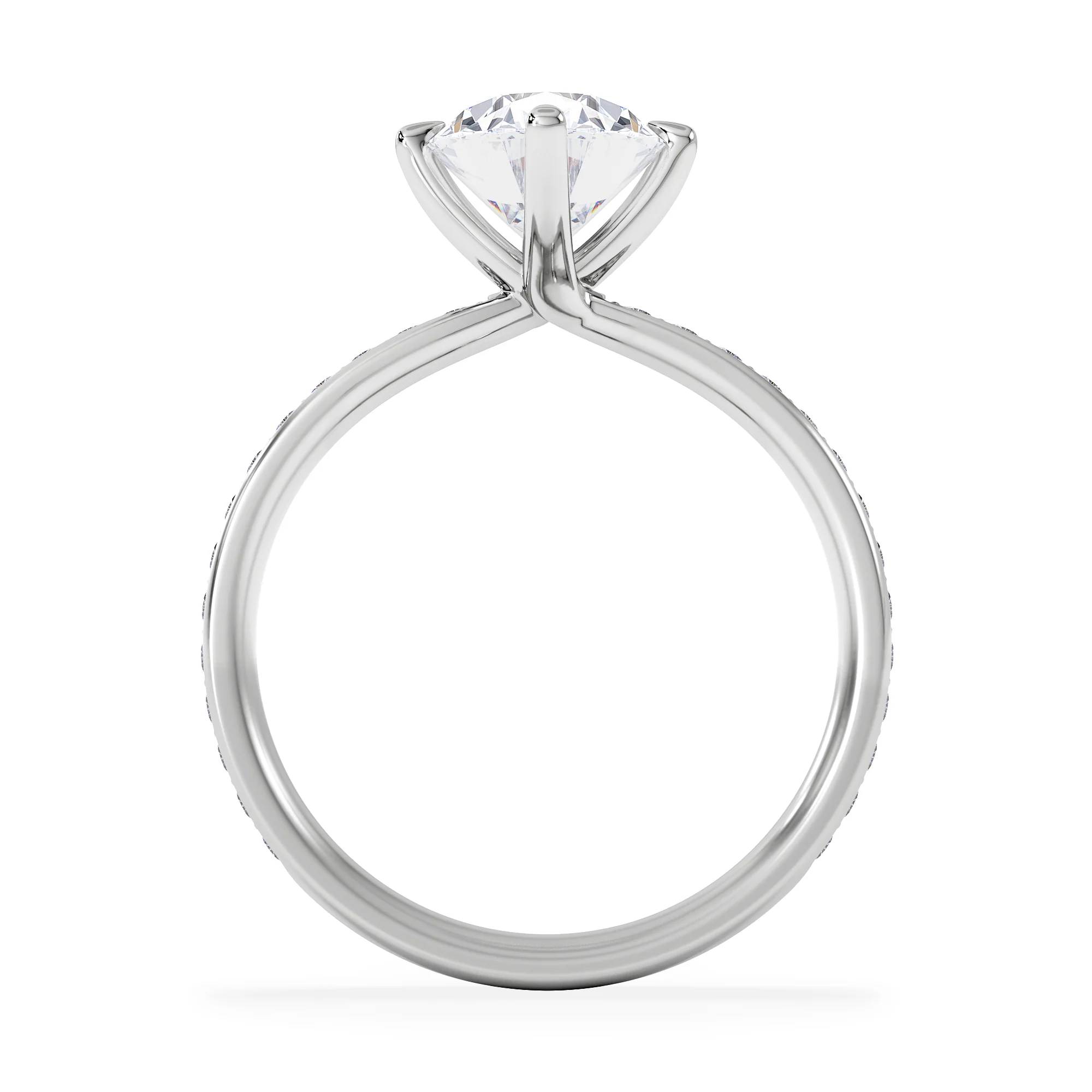 Origin Twist 2.00ct Oval Cut Lab Diamond Solitaire Engagement Ring with Side Stones in 18K White Gold - Image 3