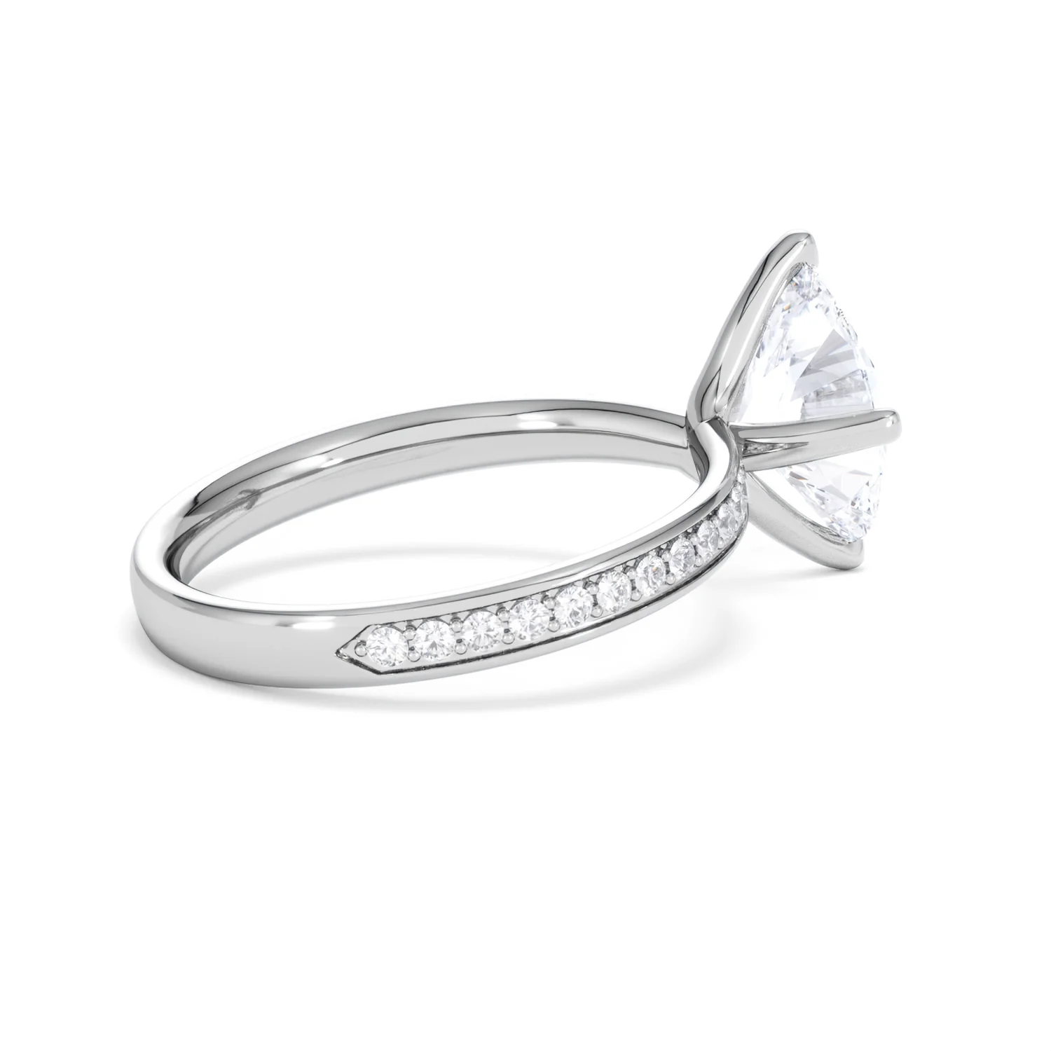 Origin Twist 2.00ct Oval Cut Lab Diamond Solitaire Engagement Ring with Side Stones in 18K White Gold - Image 35